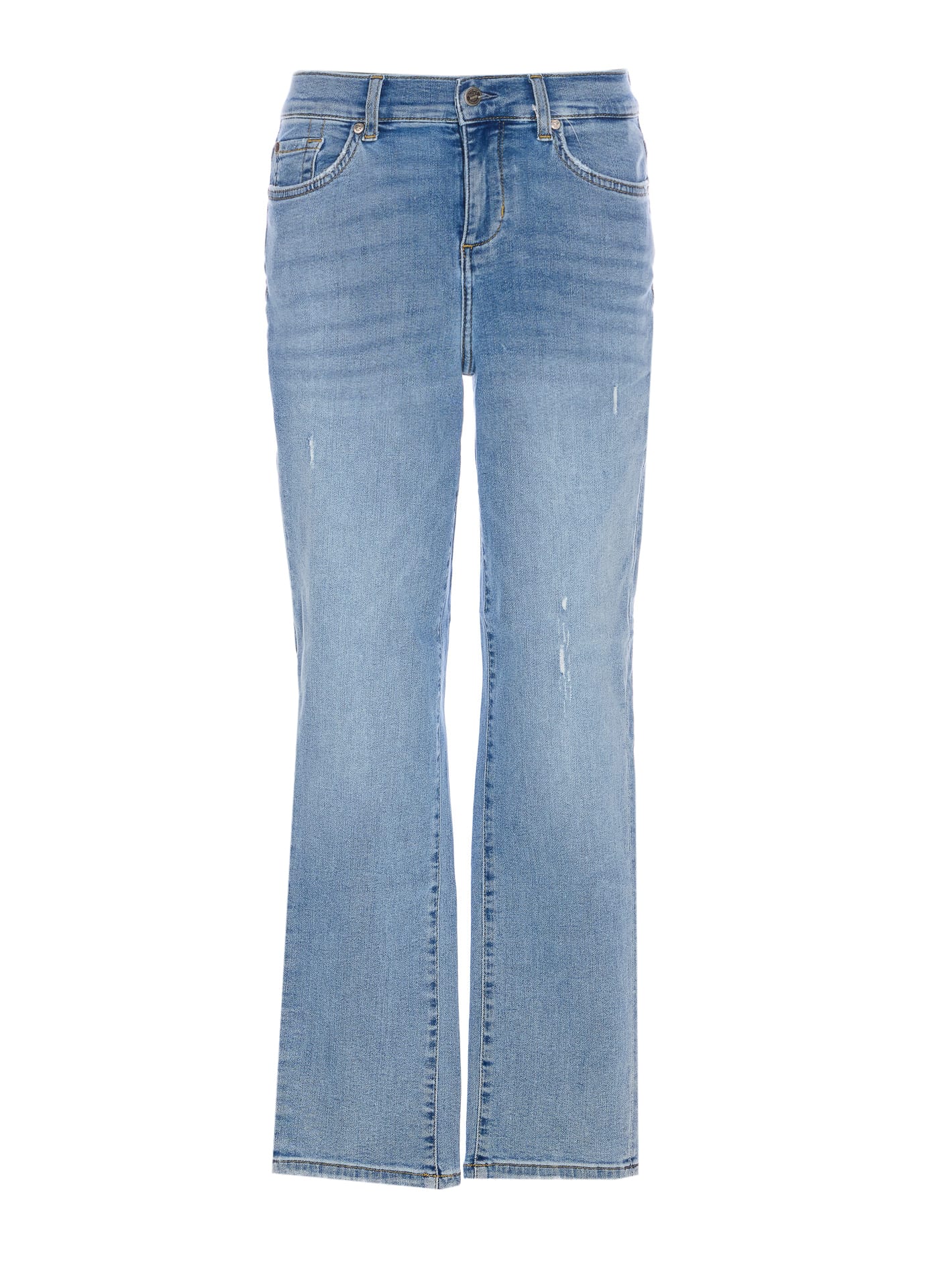 Liu •jo Liu Jo Distressed Slim Cropped Jeans In Denim