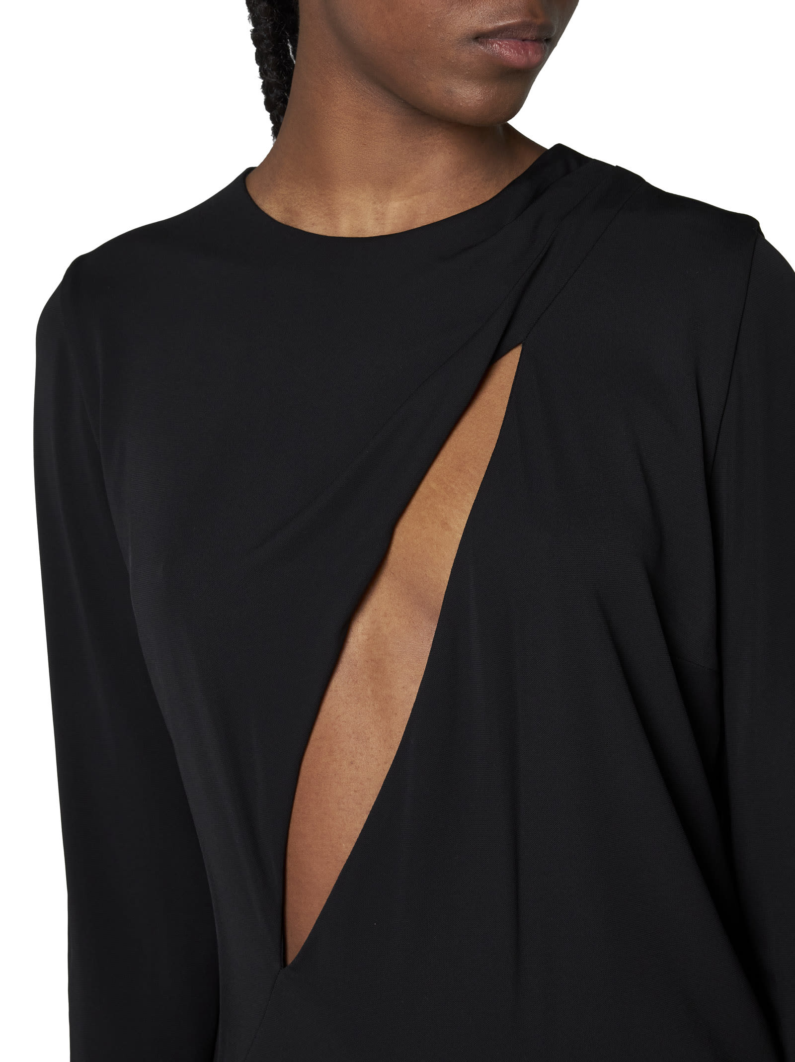 Versace Black Fitted Minidress With Cut-out Detail In Viscose Woman In Black