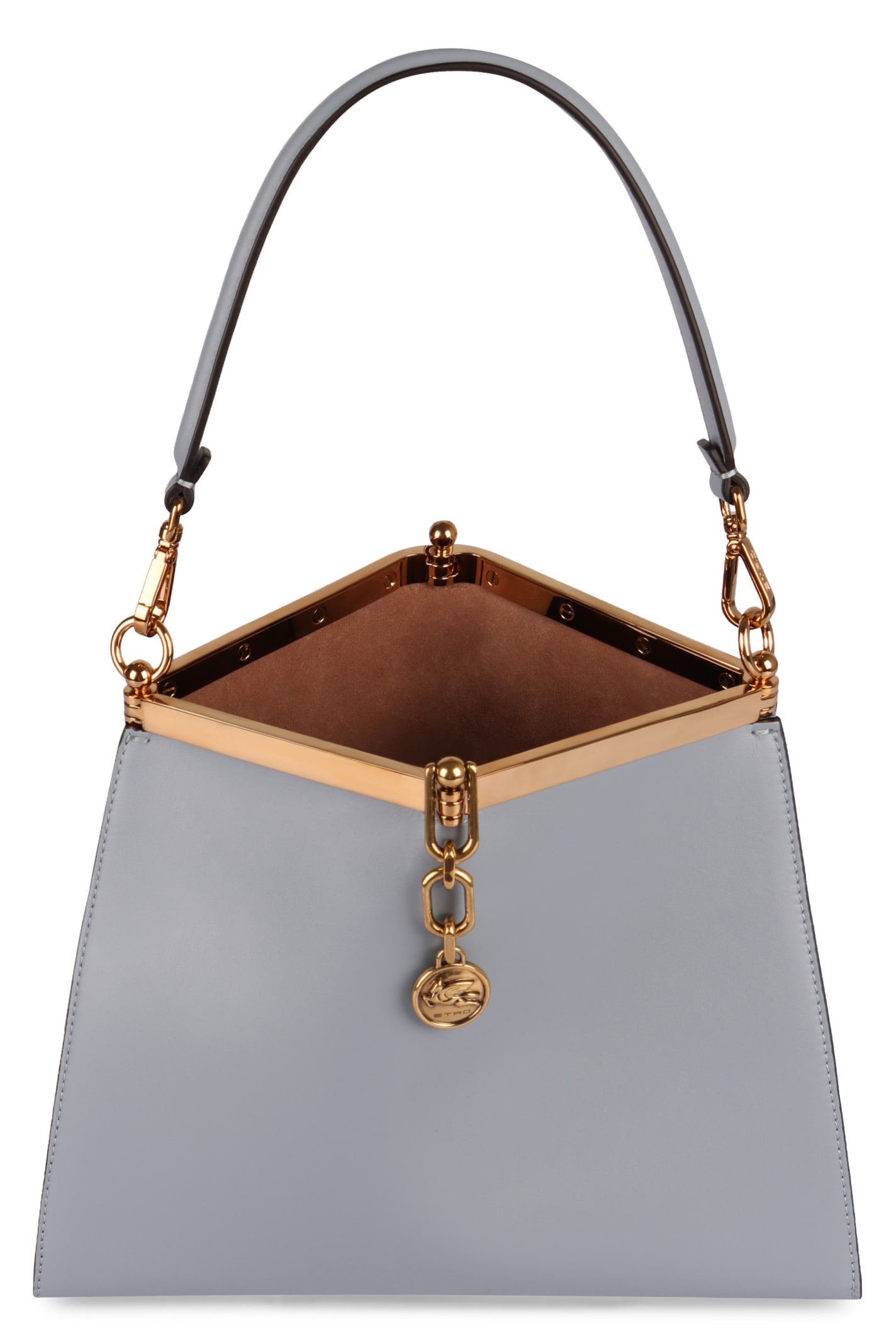 Shop Etro Vela Media Leather Shoulder Bag In Light Blue