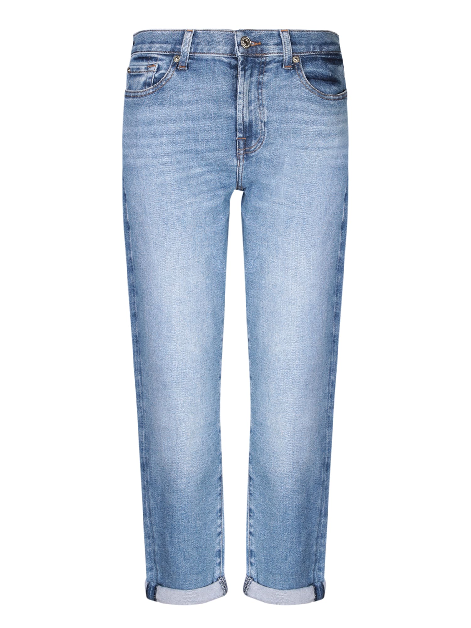 7 For All Mankind Josefina Cropped Boyfriend Jeans In Formosa In Blue