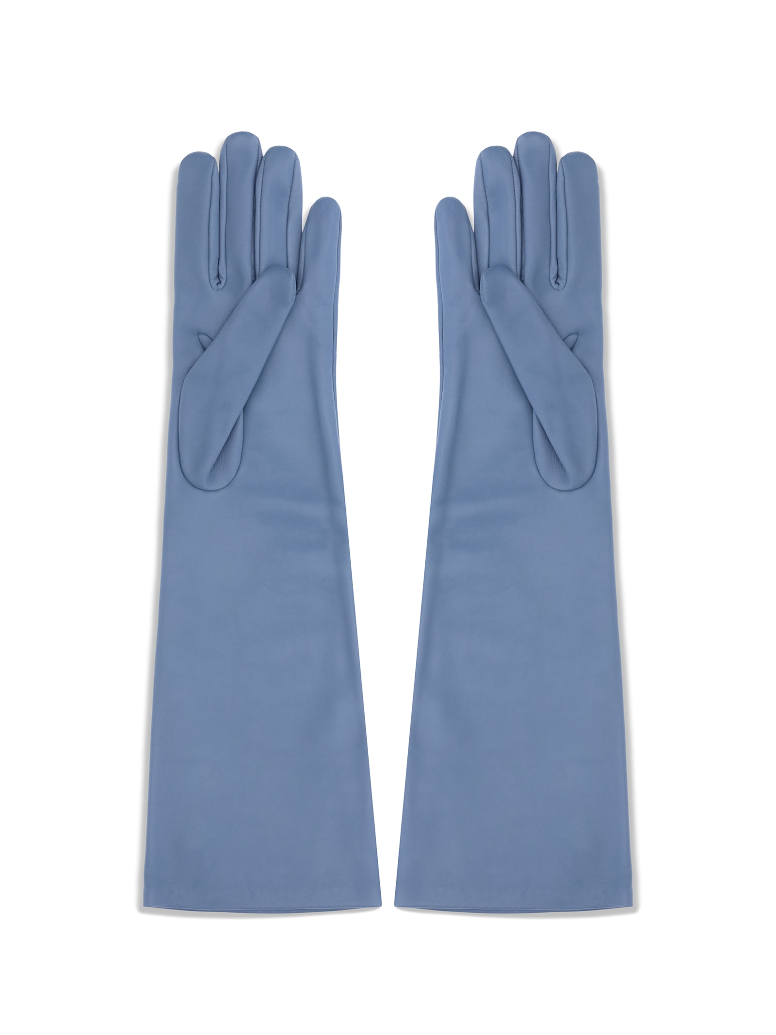 Crida Milano Long Leather Gloves In Blue