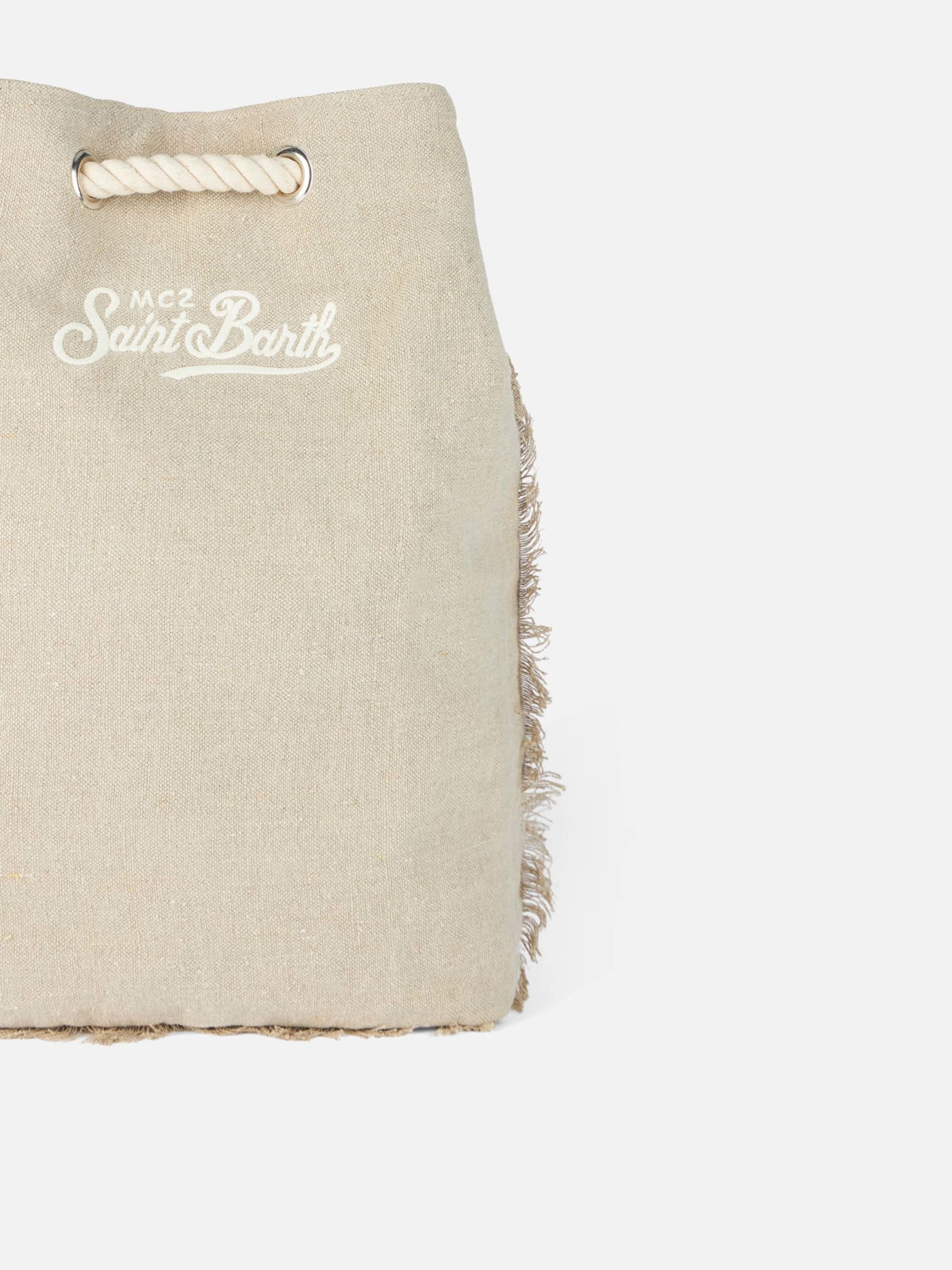 Mc2 Saint Barth Beige Boat Linen Backpack In Beige