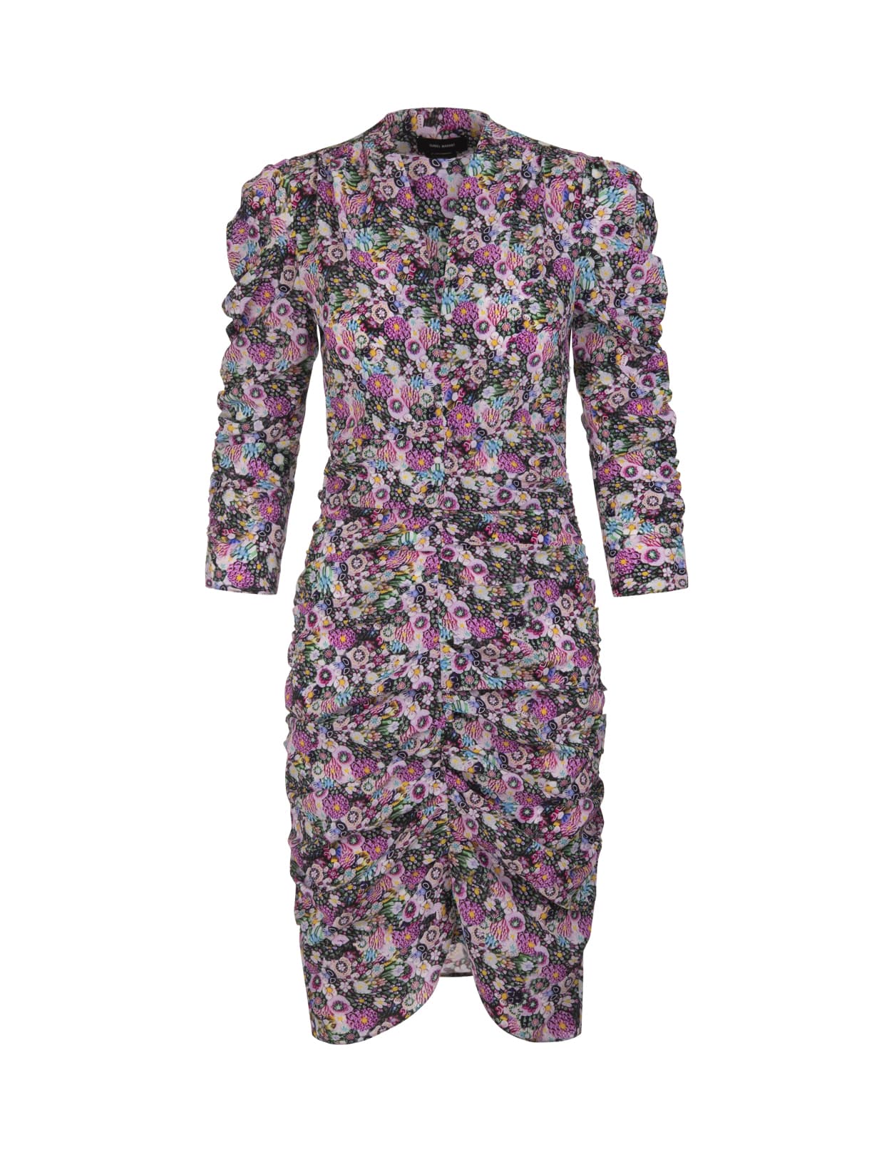 Isabel Marant Pink Celina Short Dress In Silk With Flowers