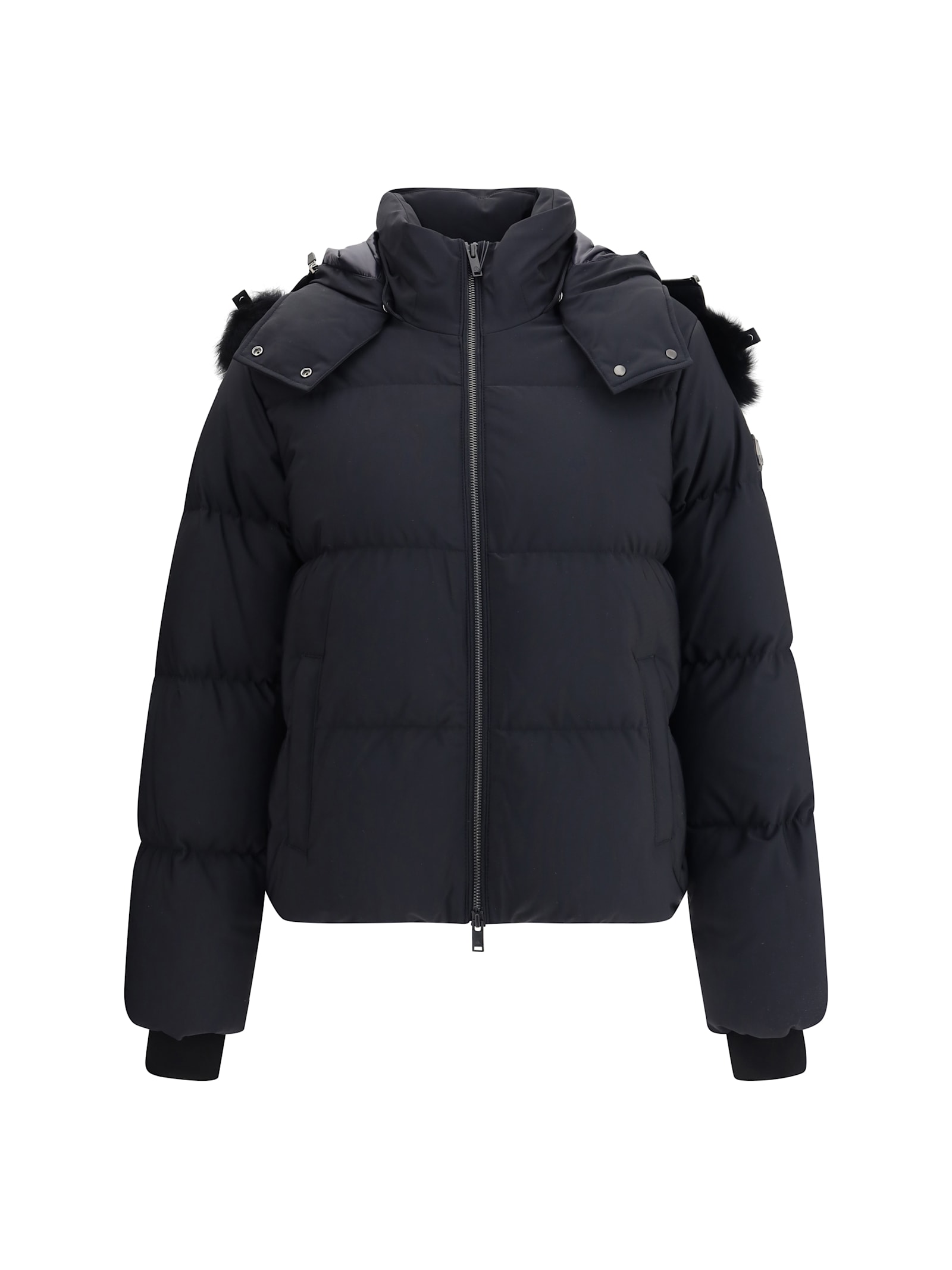 Moose Knuckles Quilted Jacket Removable Hood In Black