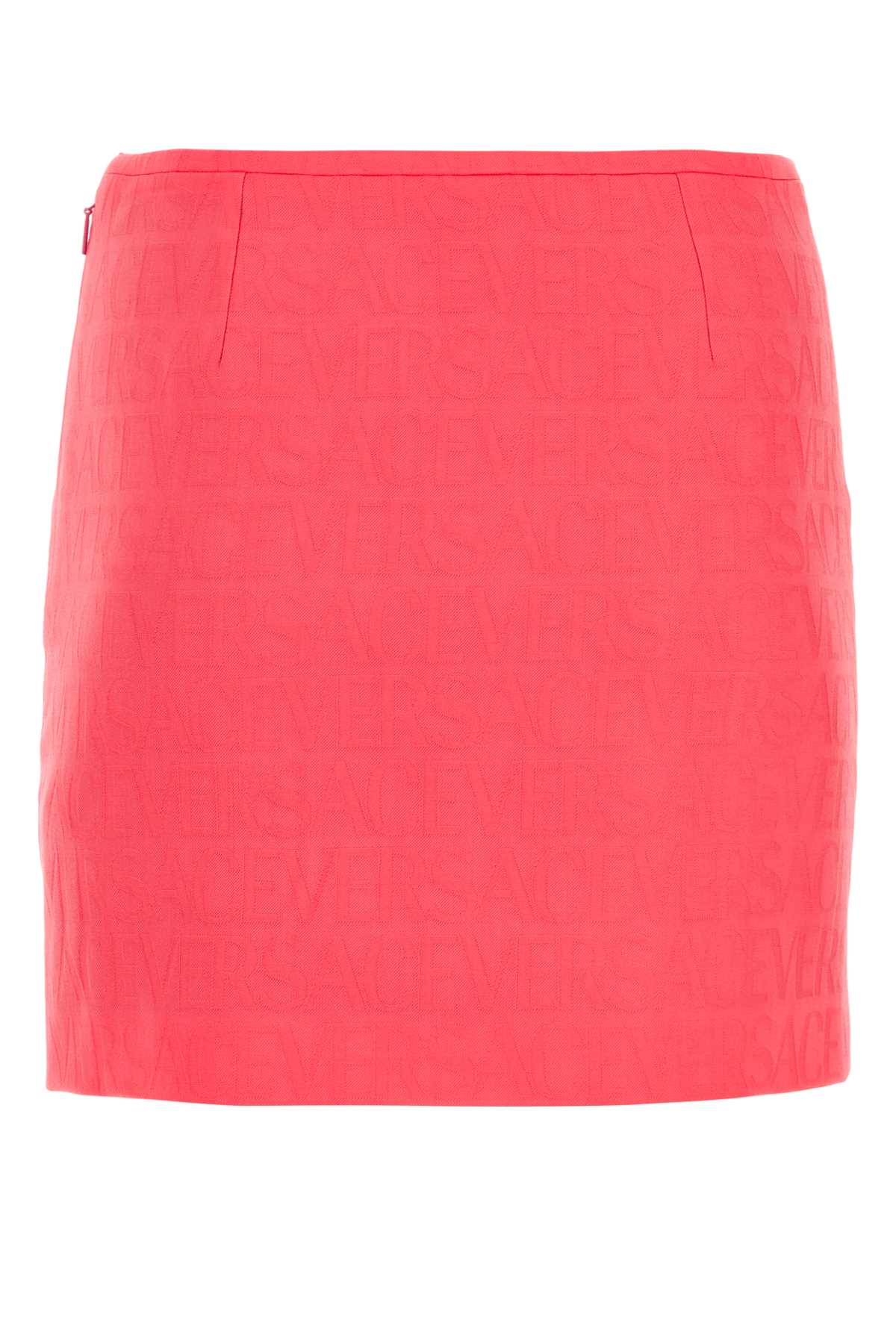 Versace Fluo Pink Jacquard Mini Skirt In 1po20