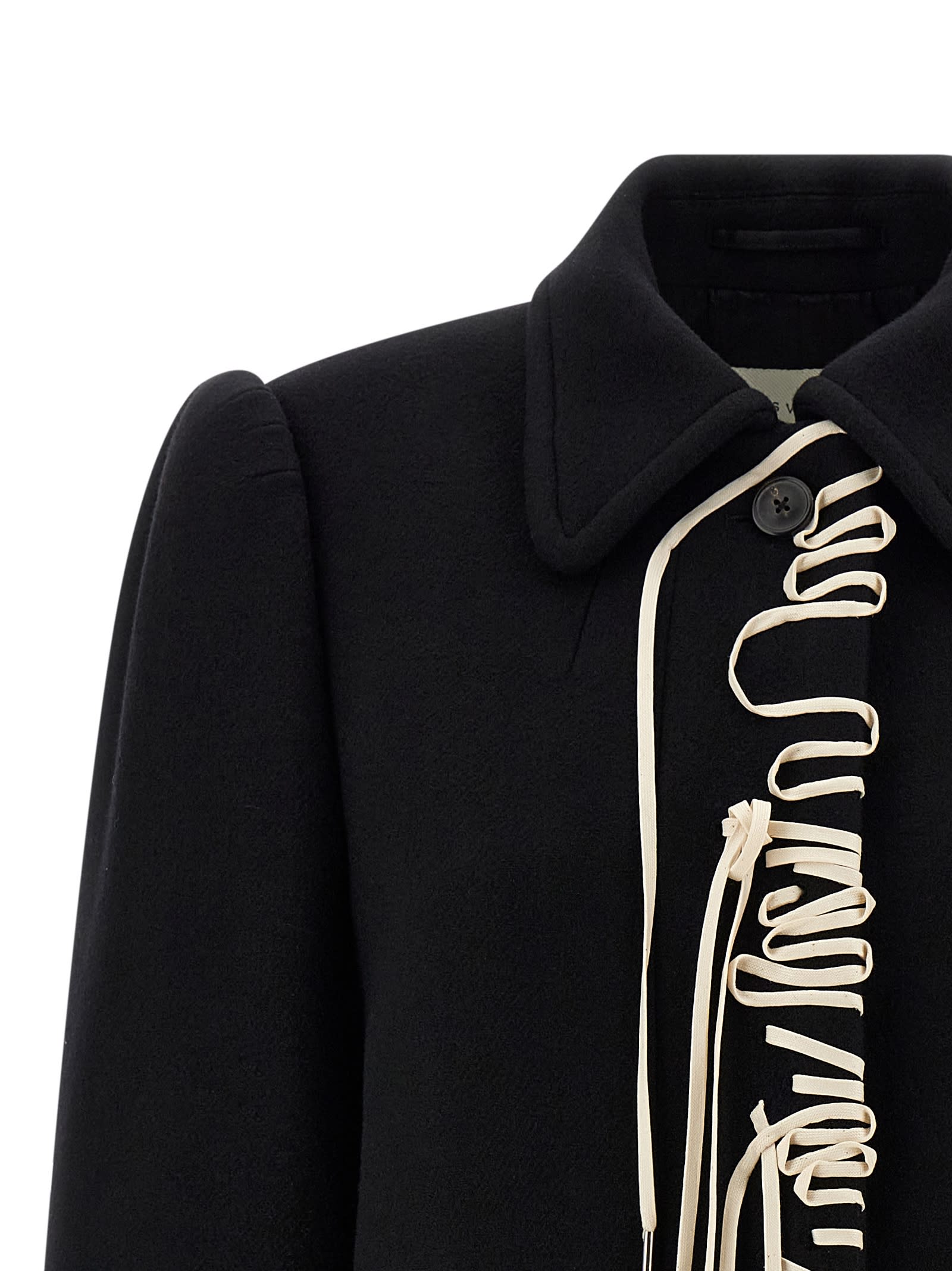 Dries Van Noten Wool Blend Coat With Collared Neck And Pockets In Black