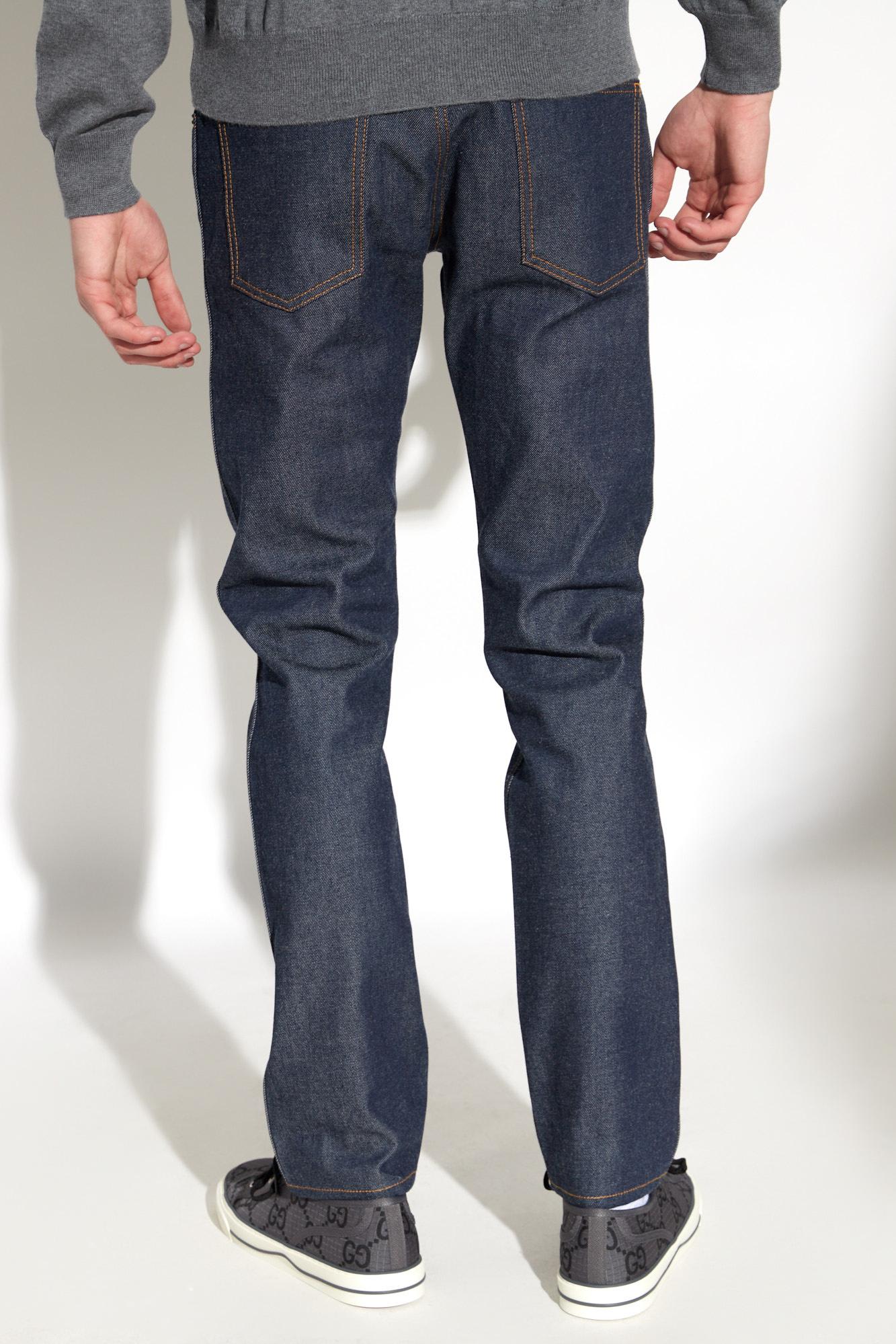 Shop Gucci Jeans With Tapered Legs In Blue