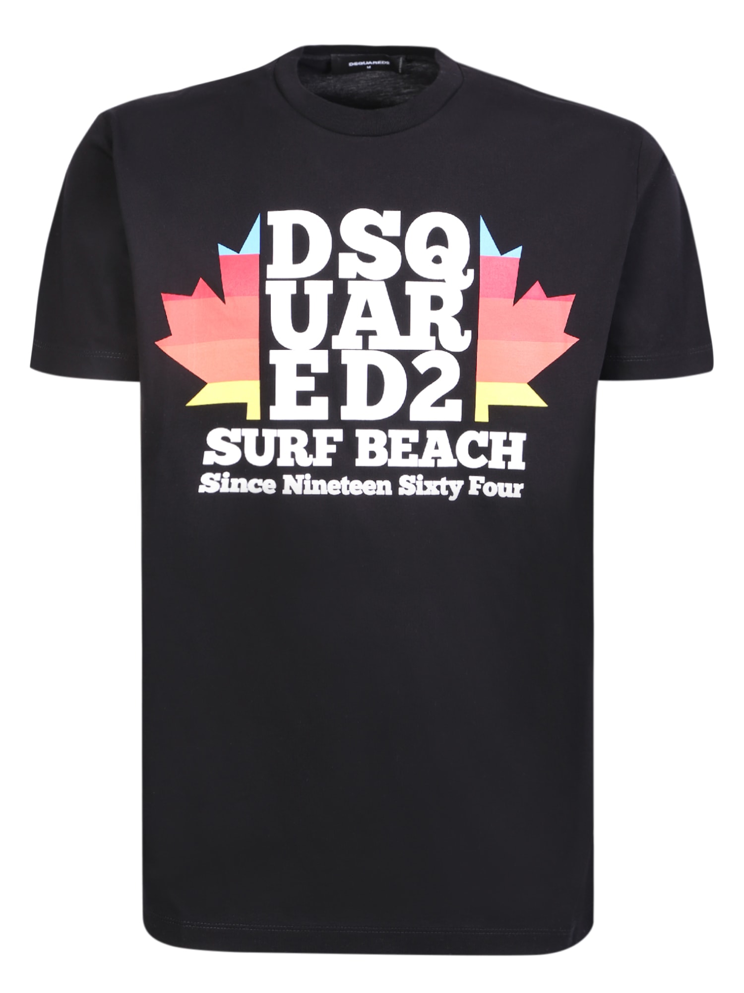 Dsquared2 Cotton Crew-neck T-shirt With Frontal Maxi Print In Black