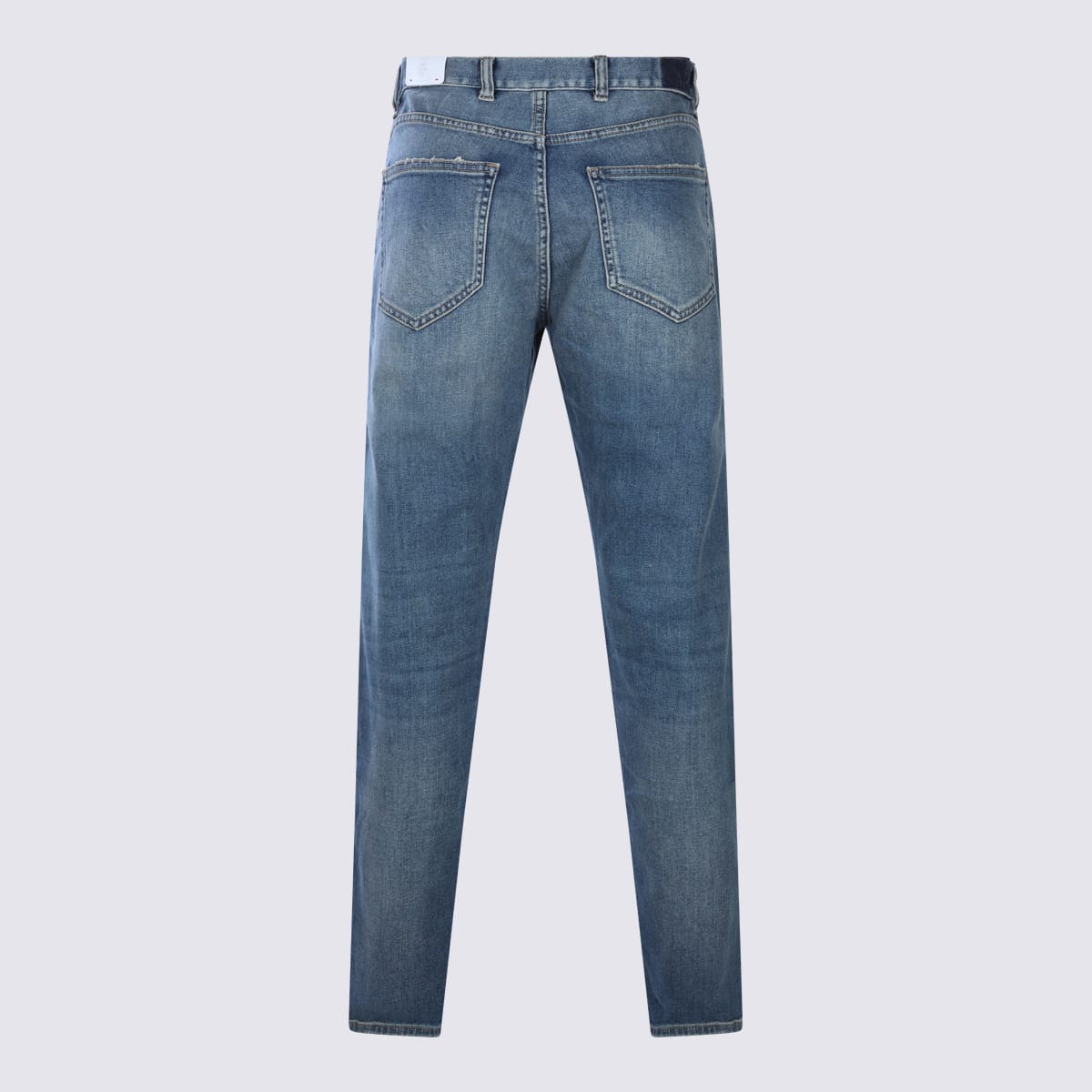 Eleventy Straight Trousers With Belt Loops And Faded Wash In Blue