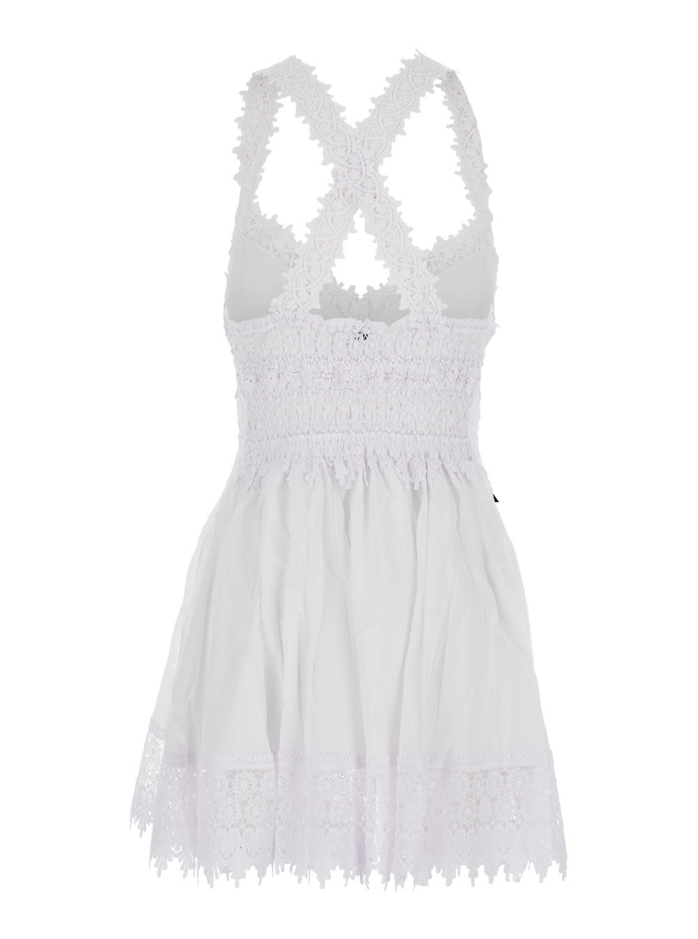 Charo Ruiz 'marilyn' White Dress With Crossed Straps And Lace Details In White