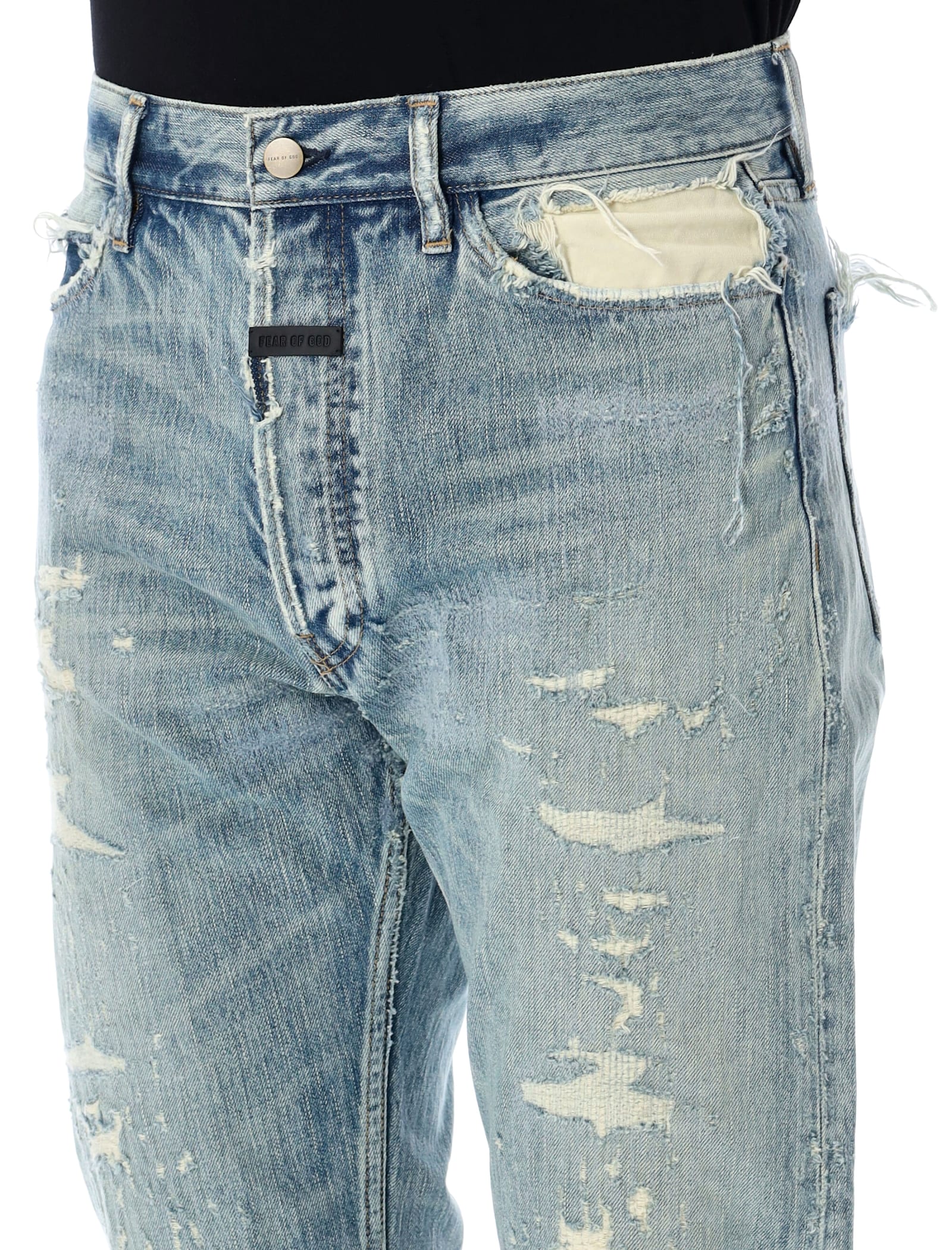 Fear Of God Repaired Classic Jeans In Blue