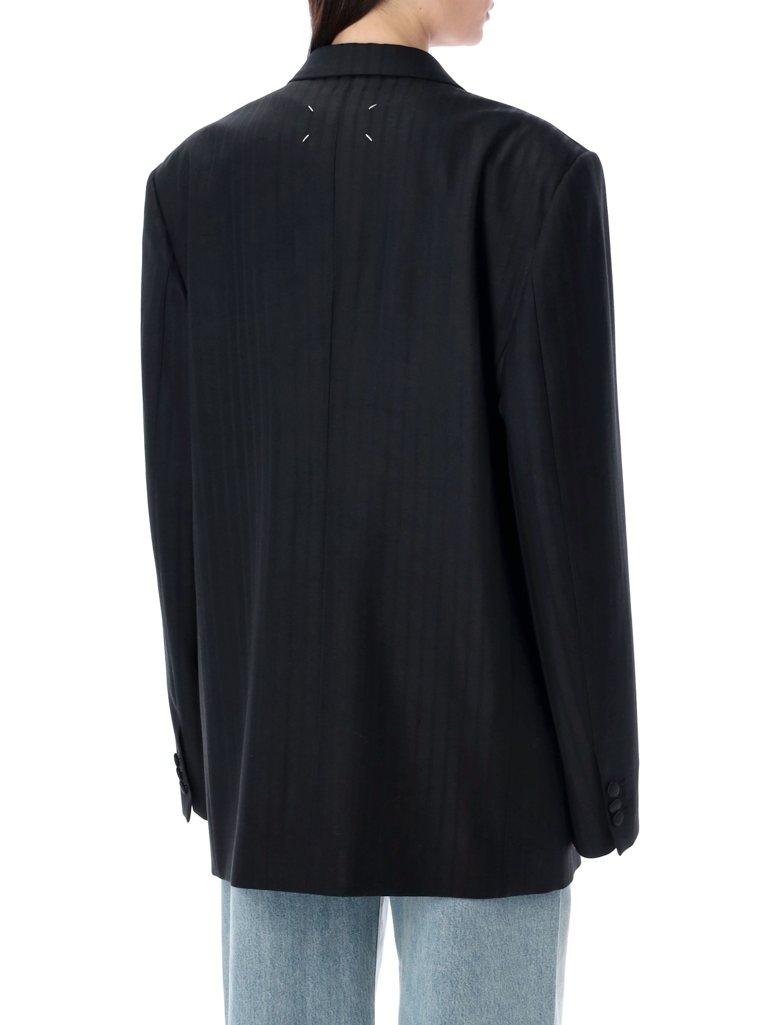 Shop Maison Margiela Wool Blazer In Black