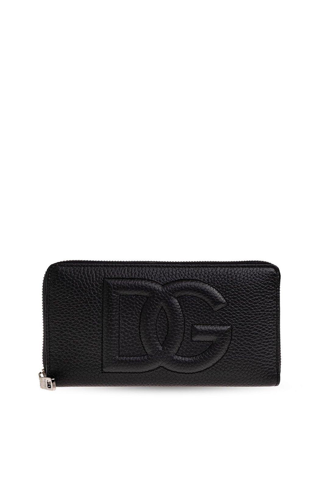 Shop Dolce & Gabbana Dg Logo Embossed Zip-around Wallet In Black