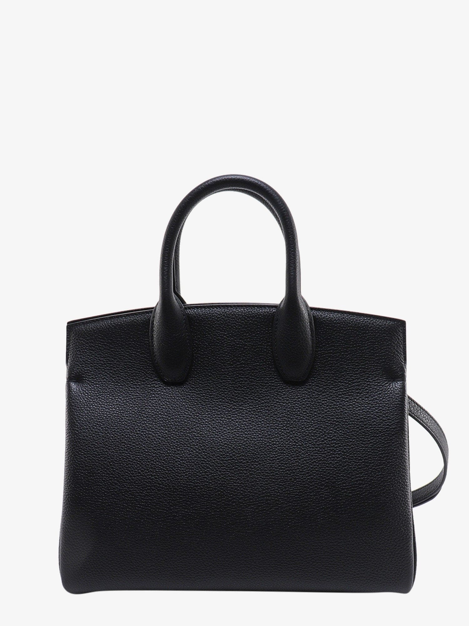 Ferragamo Textured Leather The Studio Handbag With Iconic Gancini Closure In Black