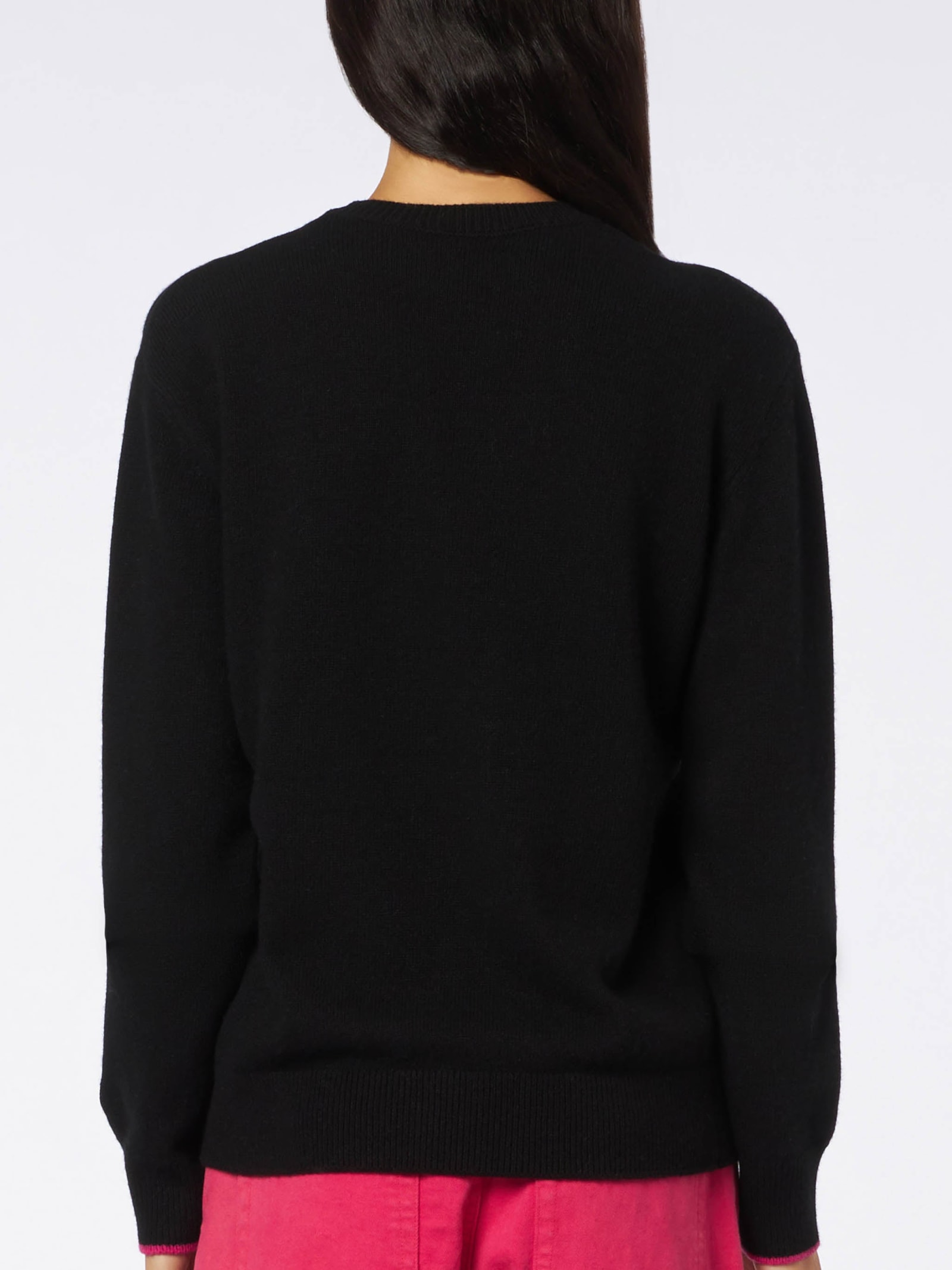 Mc2 Saint Barth Intarsia-knit Complicata Jumper In Black