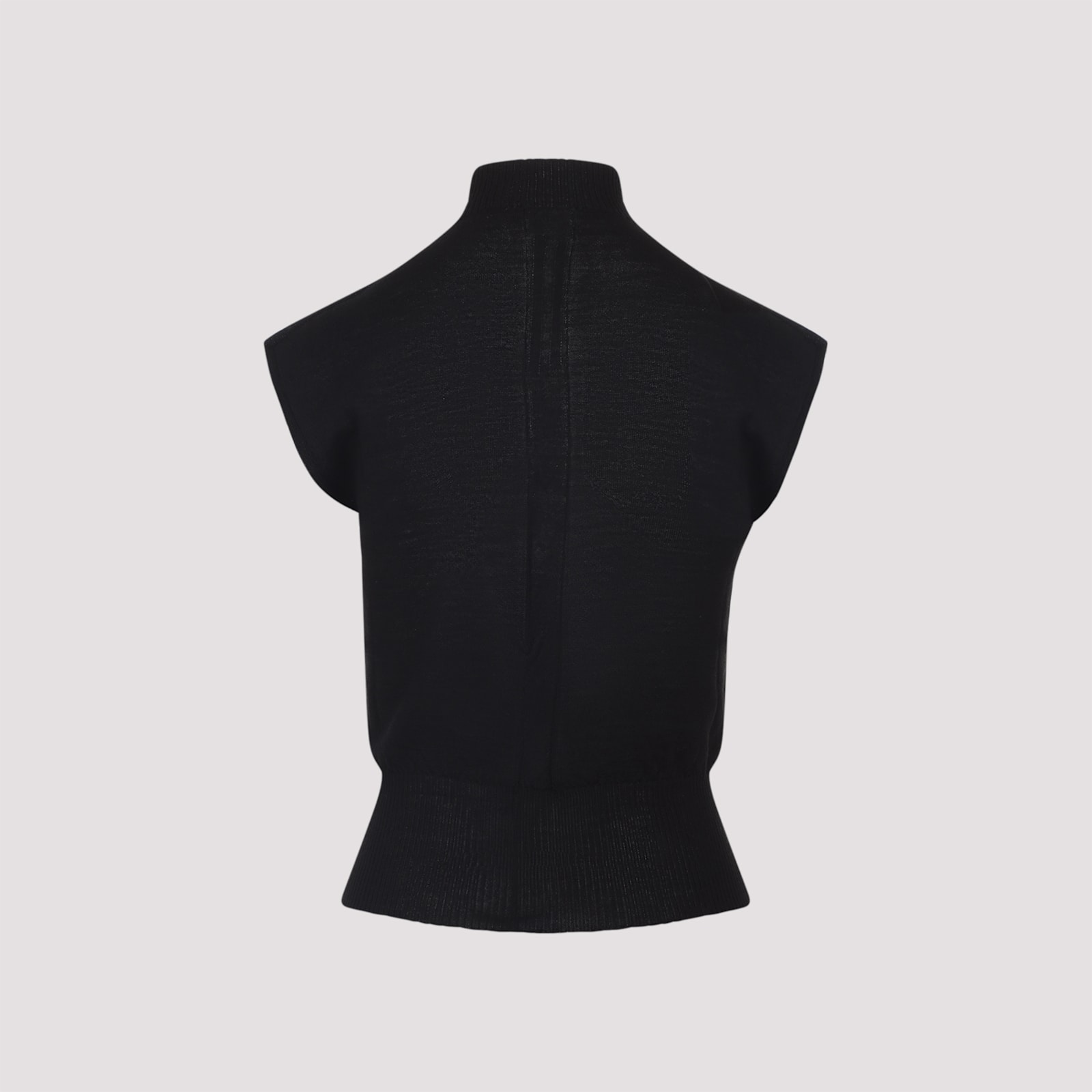 Rick Owens Short Sleeves Turtle Neck Top In Black