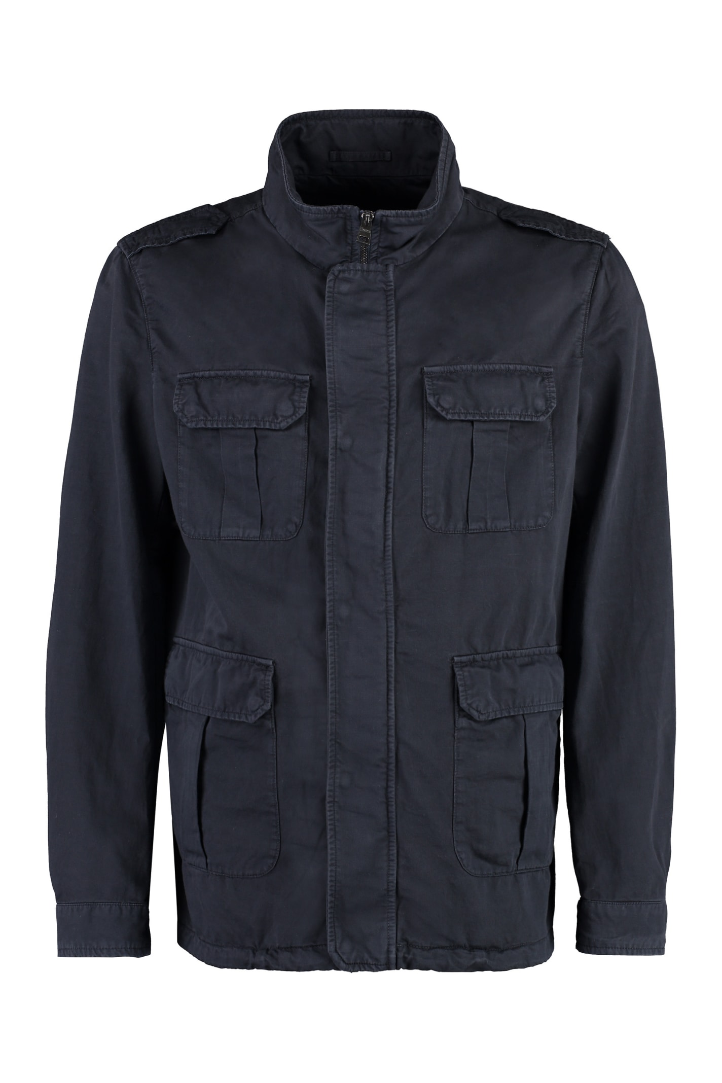 Shop Herno Field Cotton-linen Blend Jacket Raincoat In Navy