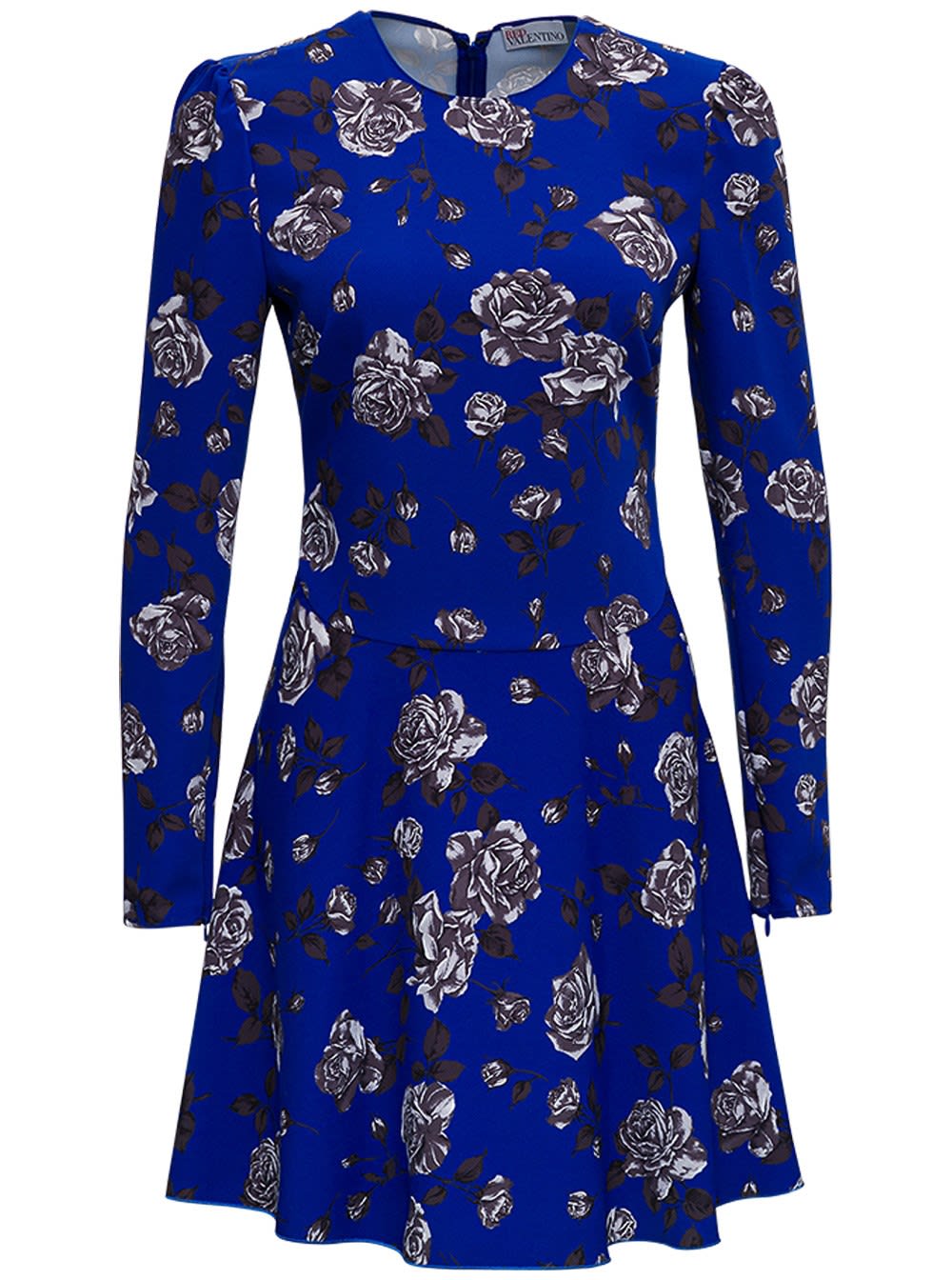 RED Valentino Cady Blue Dress With Floral Print