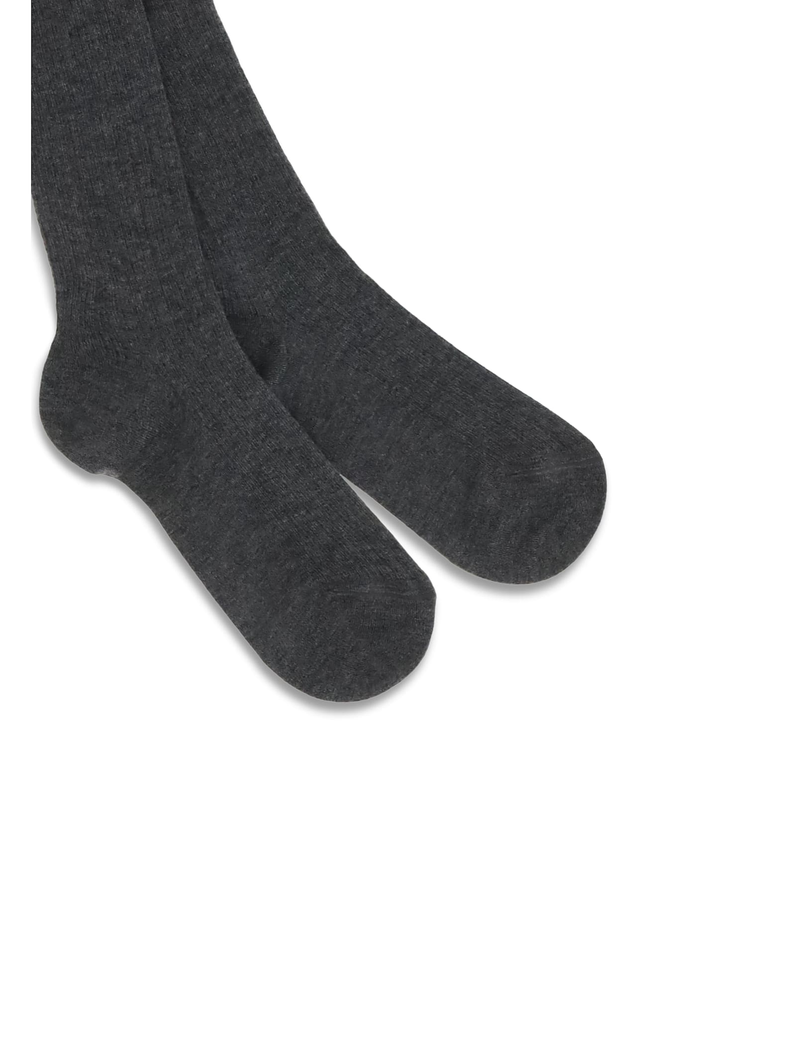 Brunello Cucinelli Ribbed Stretch Cashmere Knit Socks In Gray
