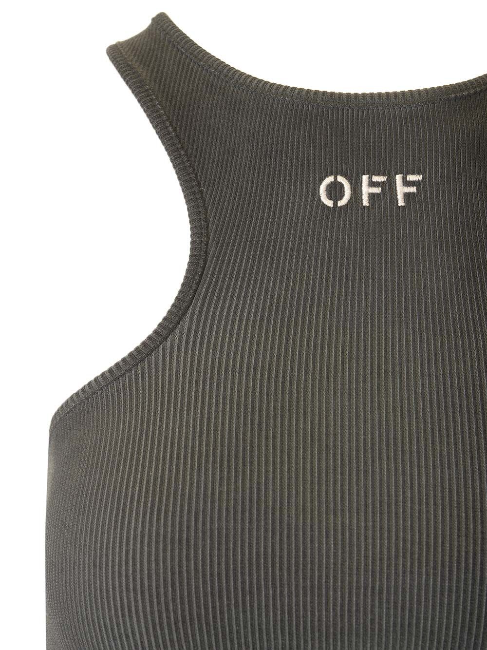 Shop Off-white Ribbed Jersey Top In Grey