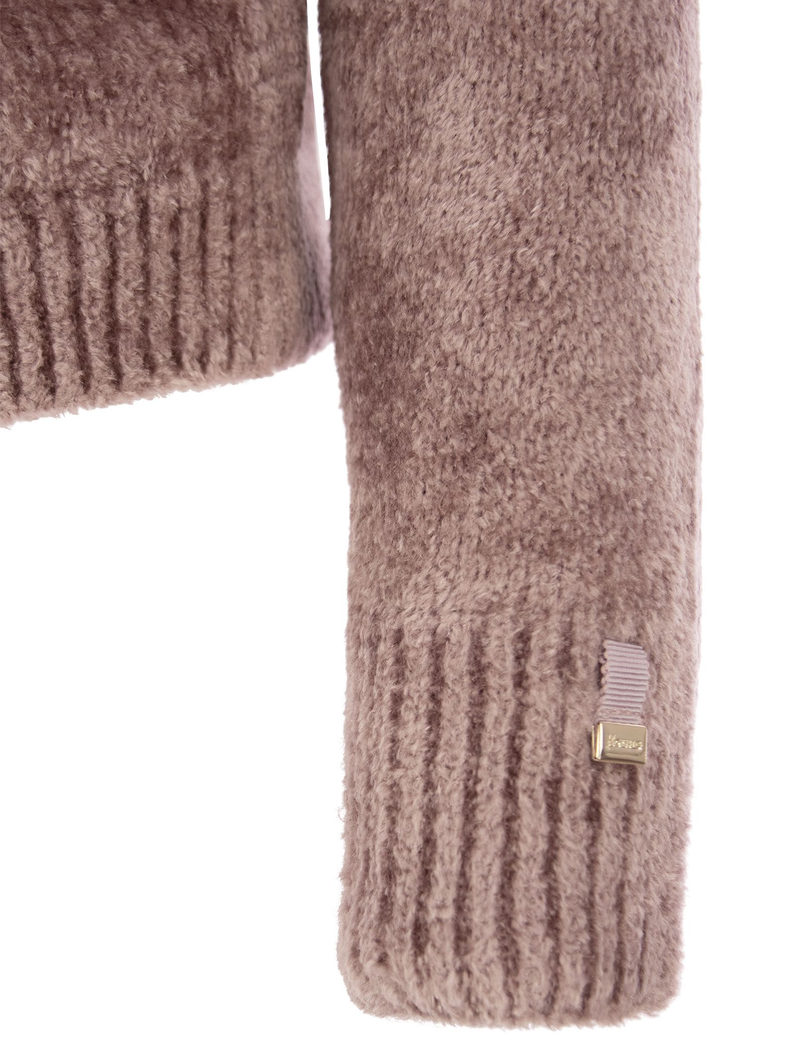 Herno Resort Pullover In Chenille Knit In Pink