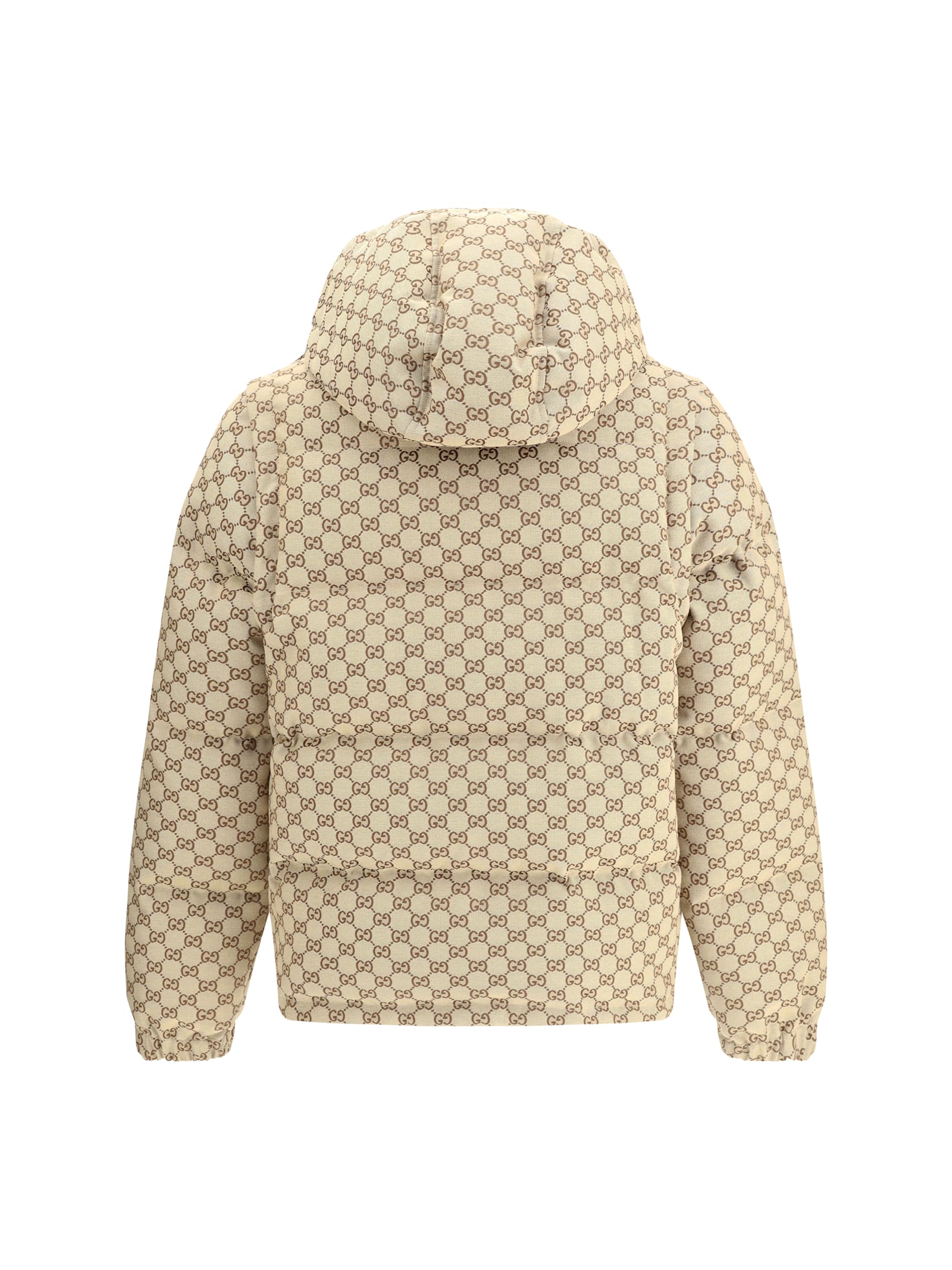 Gucci Gg Patterned Padded Down Jacket In Yellow