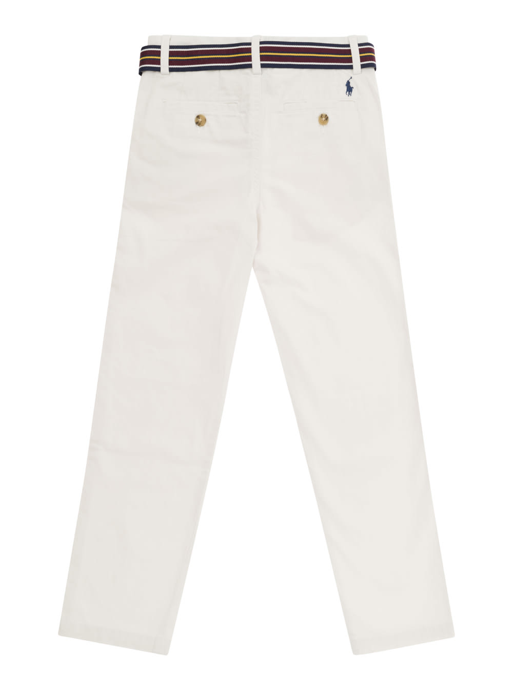 Shop Polo Ralph Lauren White  Kids Boys Blue Cotton Trousers With Belt
