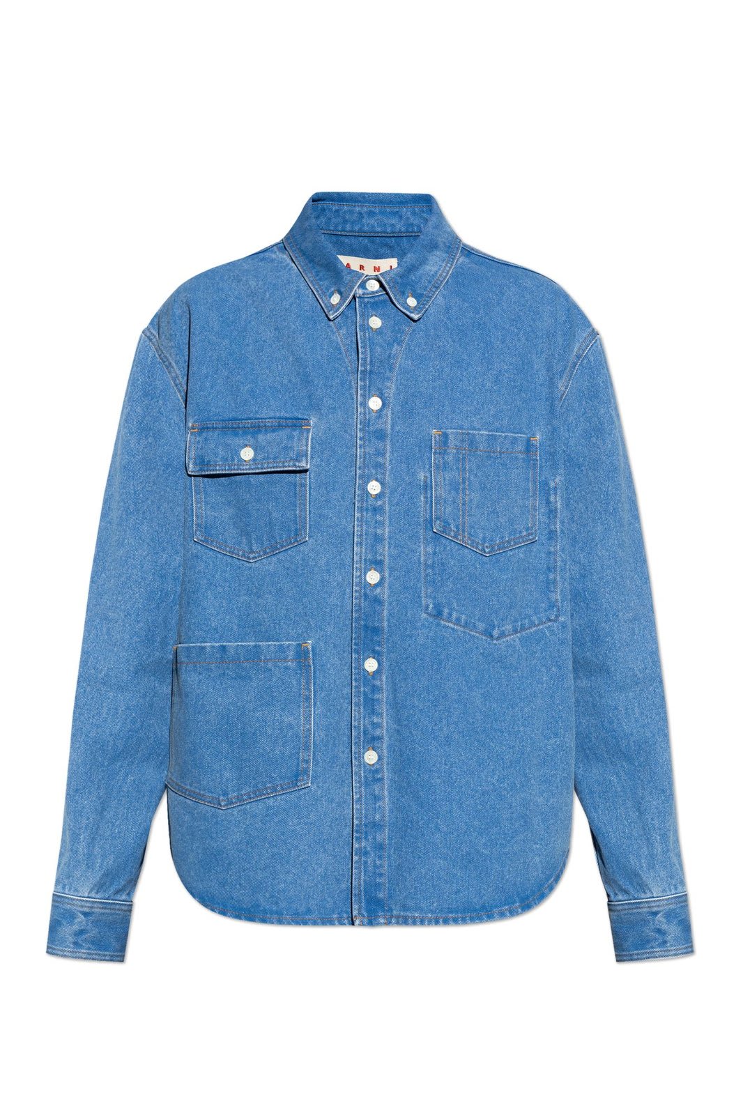 Shop Marni Buttoned Denim Shirt In Blue