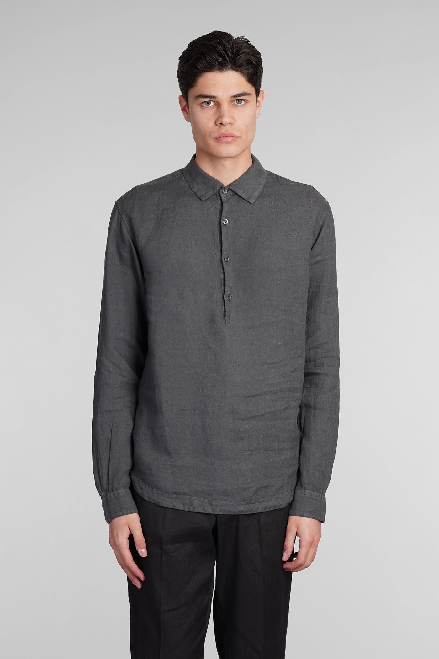 Pavan Shirt In Grey Linen