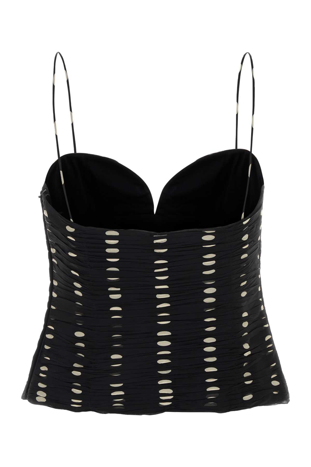 Valentino Chiffon Top With Printed Pattern And Ruched Design
