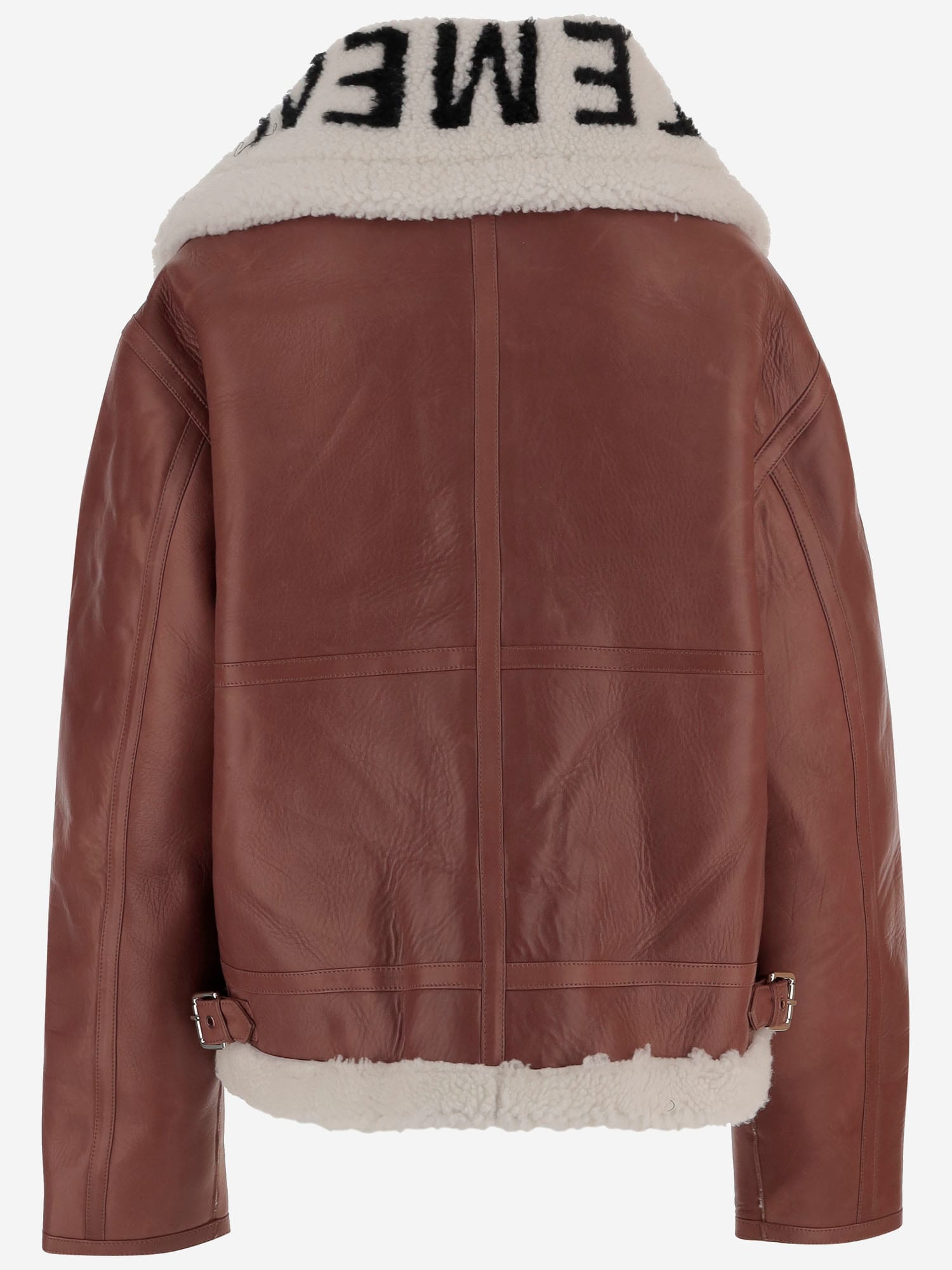 Vetements Leather Jacket With Logo In Brown