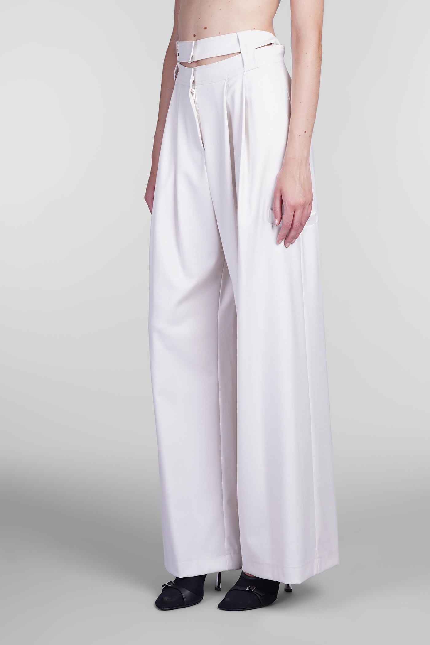 Shop Andreädamo Pants In White Polyester