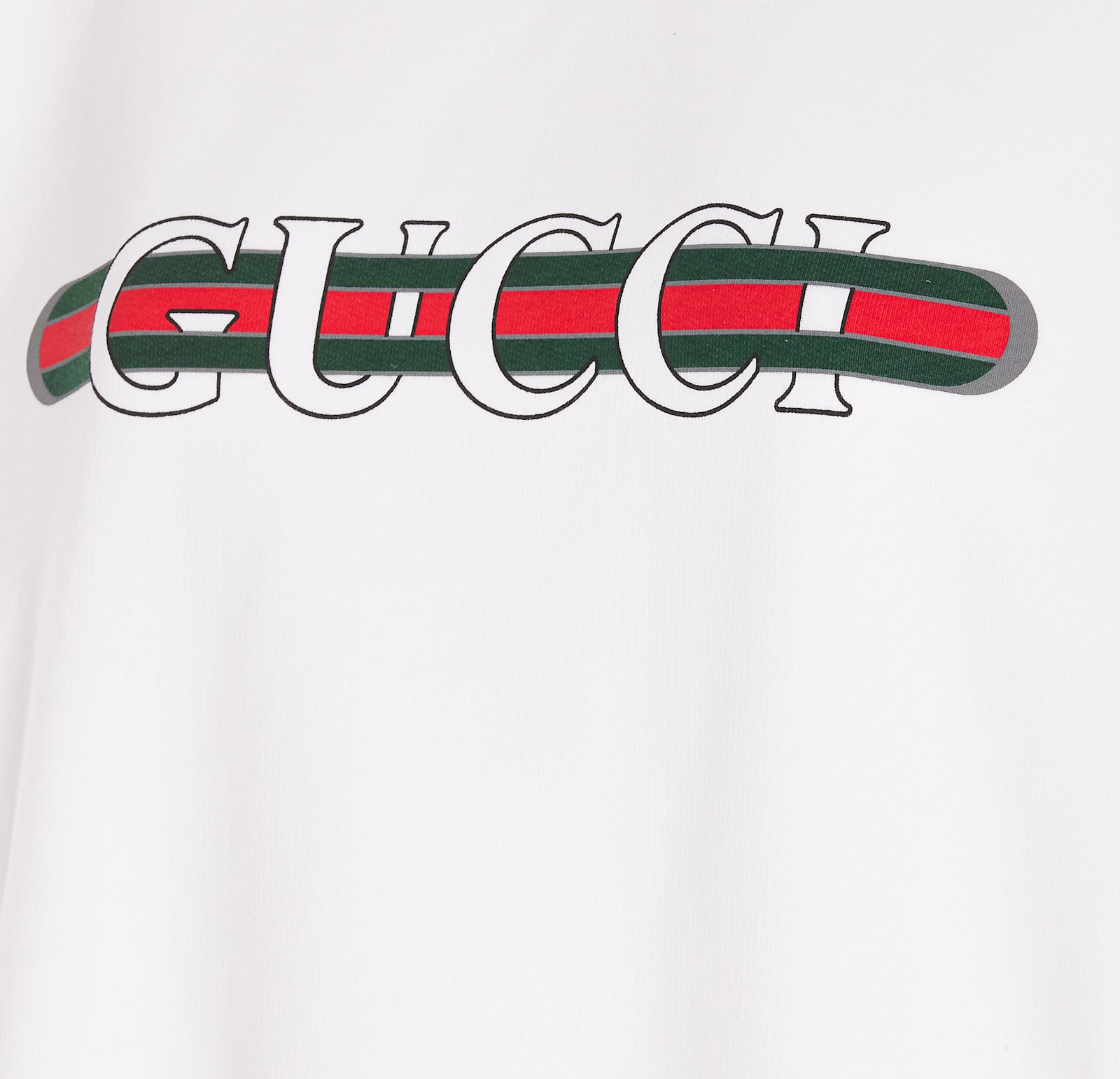 Gucci White Crewneck Sweatshirt With Logo Print And Web Detail In Cotton Woman In White