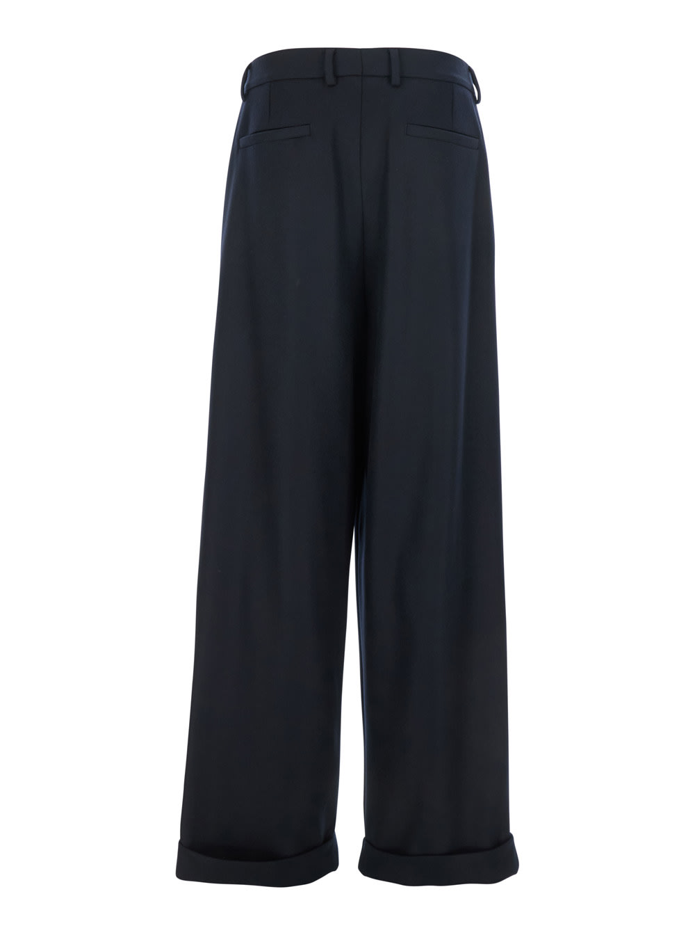 Dolce & Gabbana Black Wool Wide-leg Pant In Blue