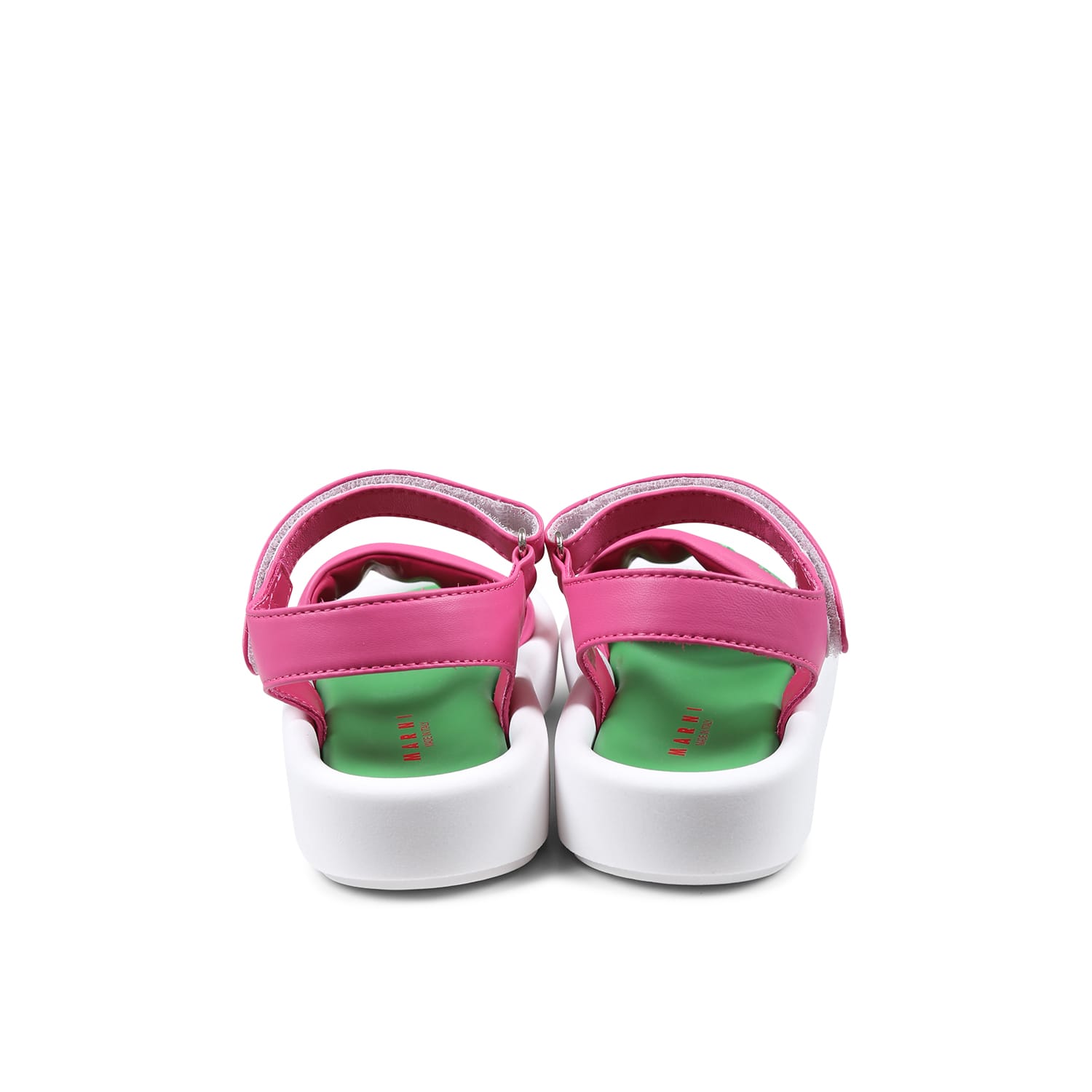 Marni Logo-embroidered Sandals In Fuchsia