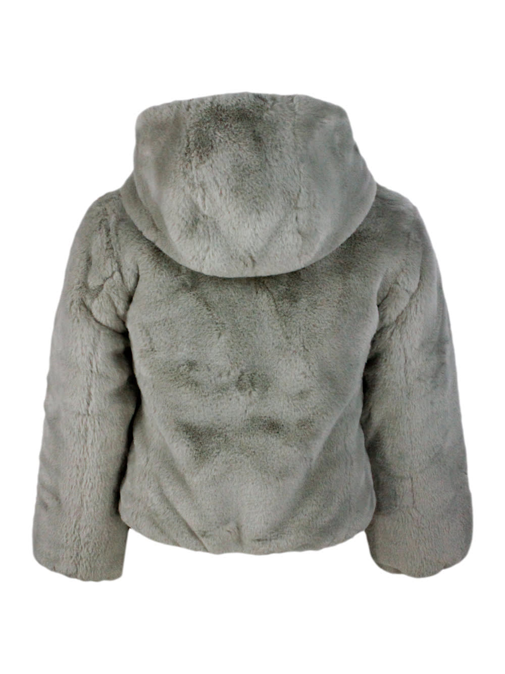 Save The Duck Chloe Reversible Down Jacket In Faux Fur With Hood With Animal Free Padding With Animal Free Padding In Greige