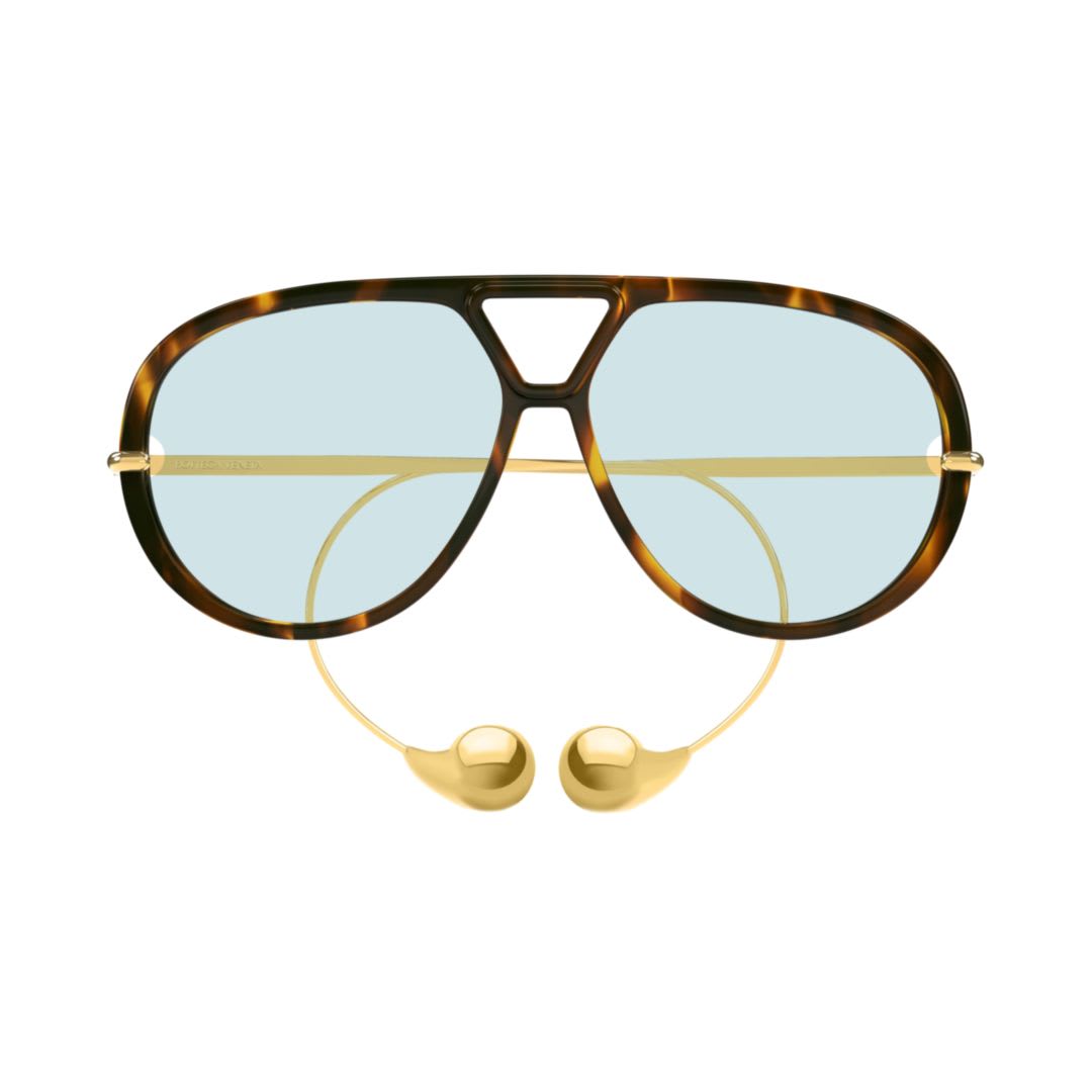 Bottega Veneta Bv1273s-007 Havana-gold-green In Gray