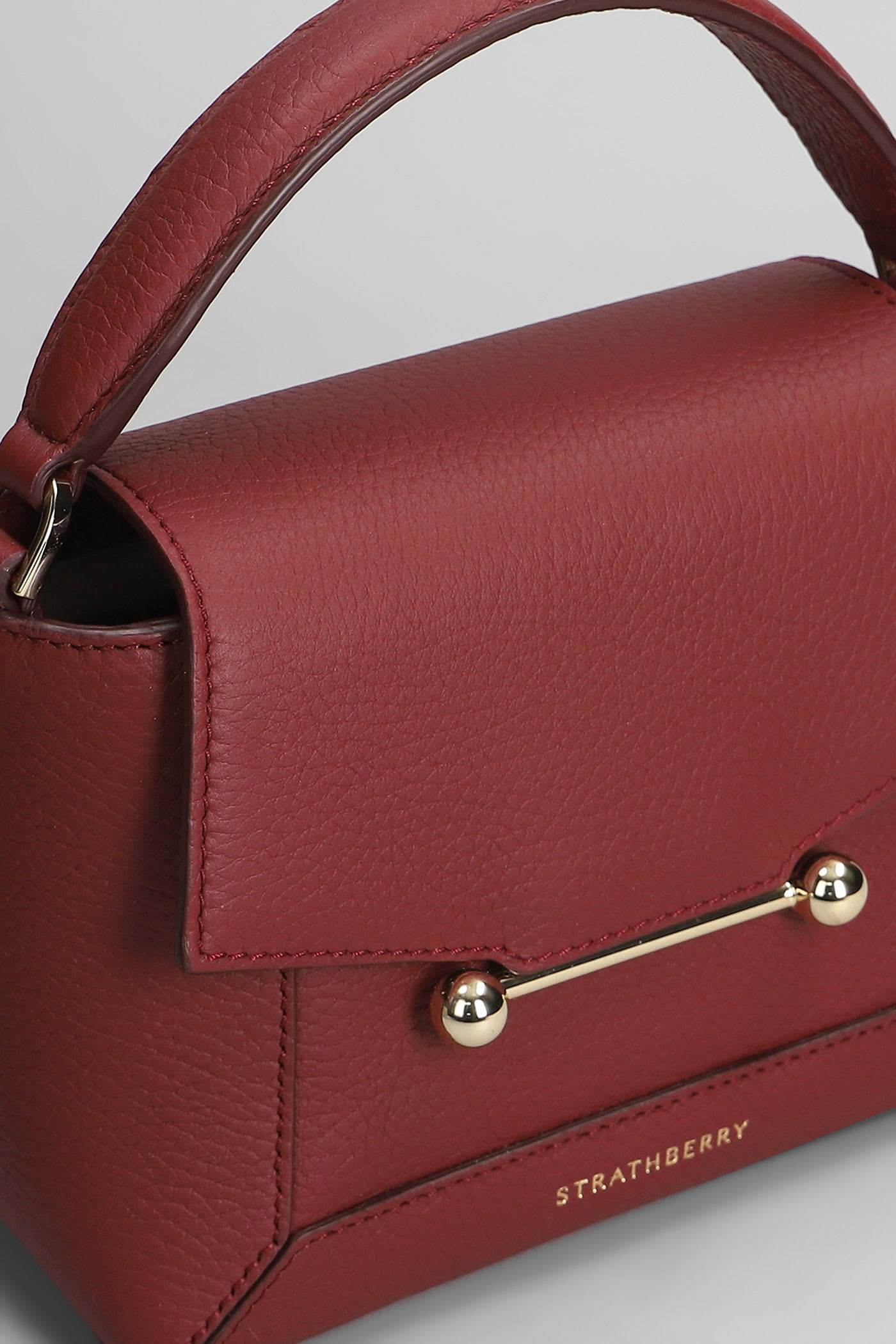 Strathberry Mosaic Shoulder Bag In Bordeaux Leather In Burgundy