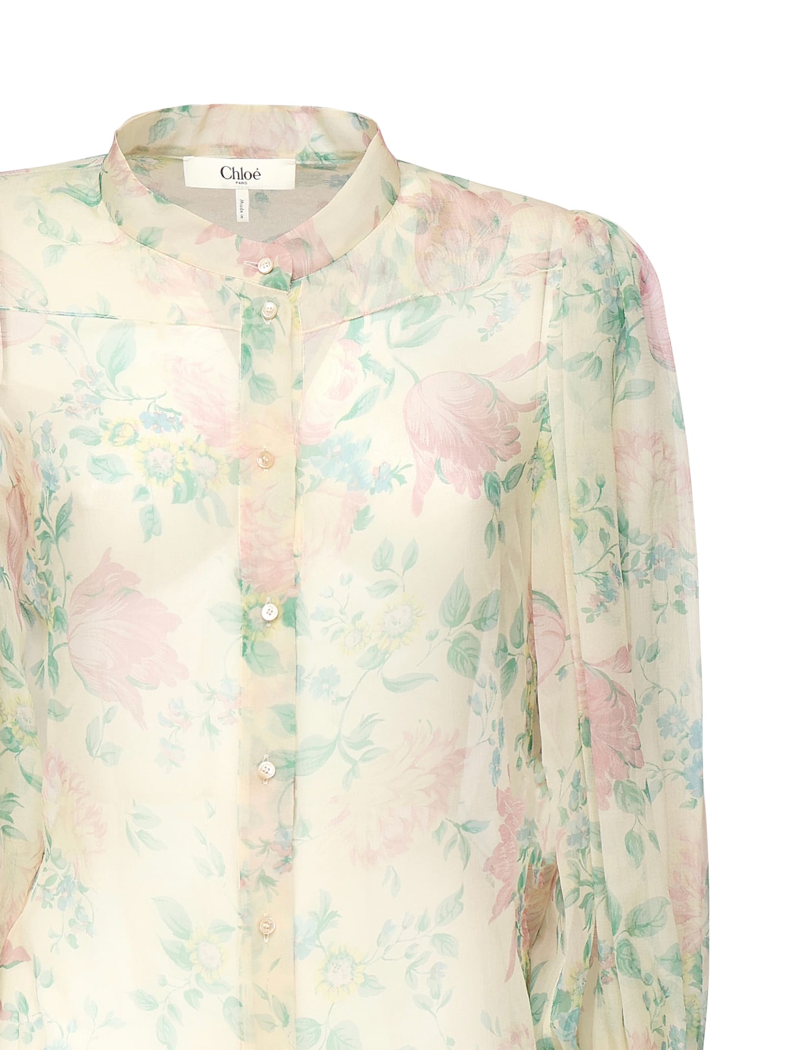 Chloé Peony Print Blouse In Silk Muslin
