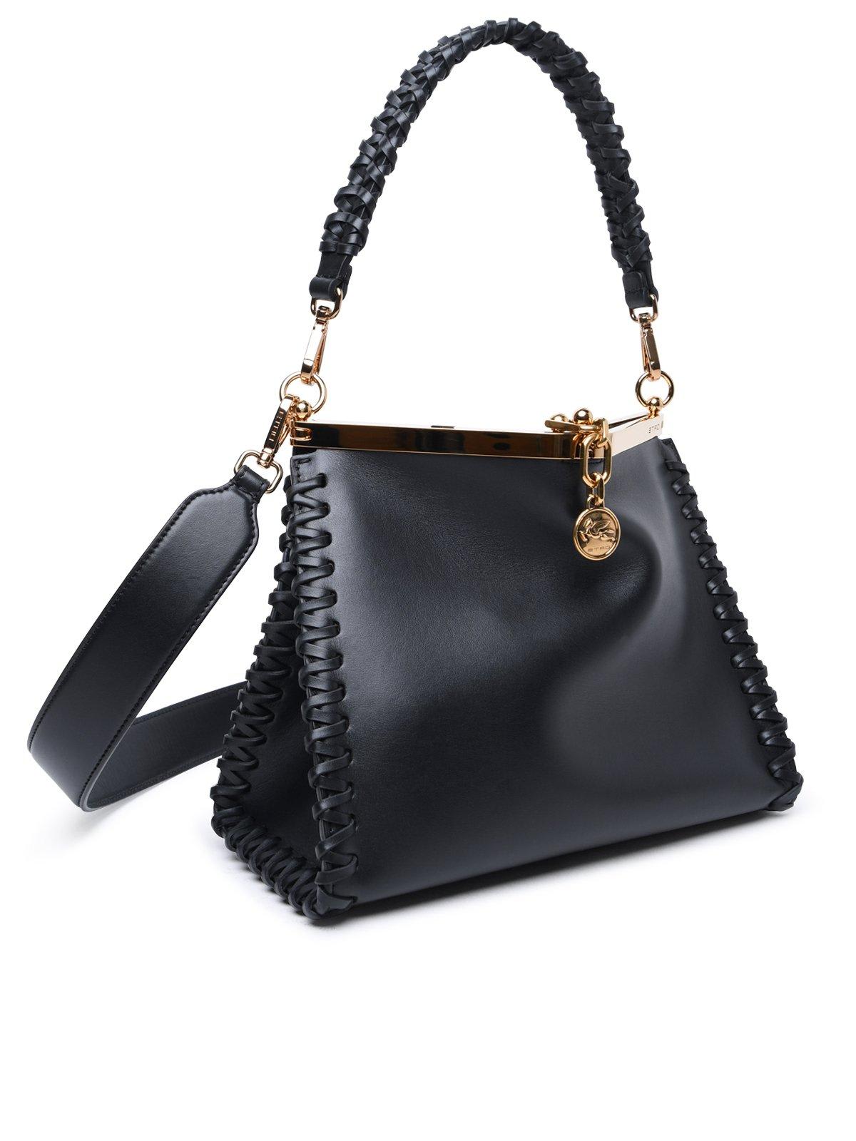 Shop Etro Vela Logo Charm Shoulder Bag In Black