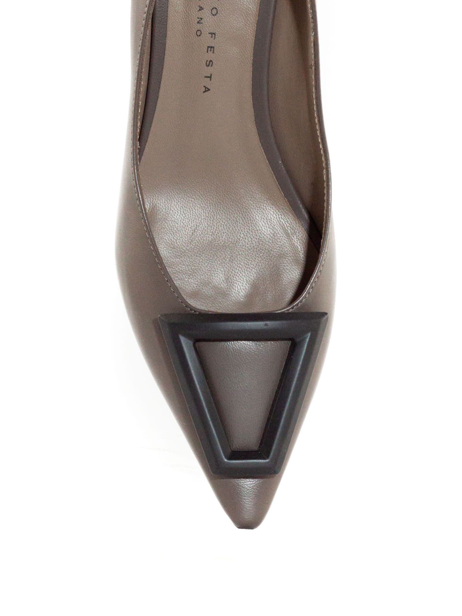 Shop Roberto Festa Brown Leather Moon Pumps