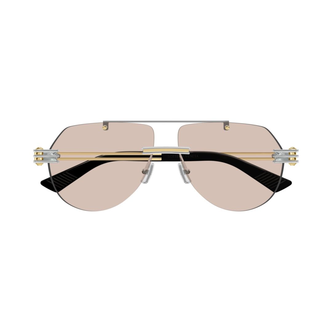 Bottega Veneta Bv1342s-002 Silver-gold-brown In Gold