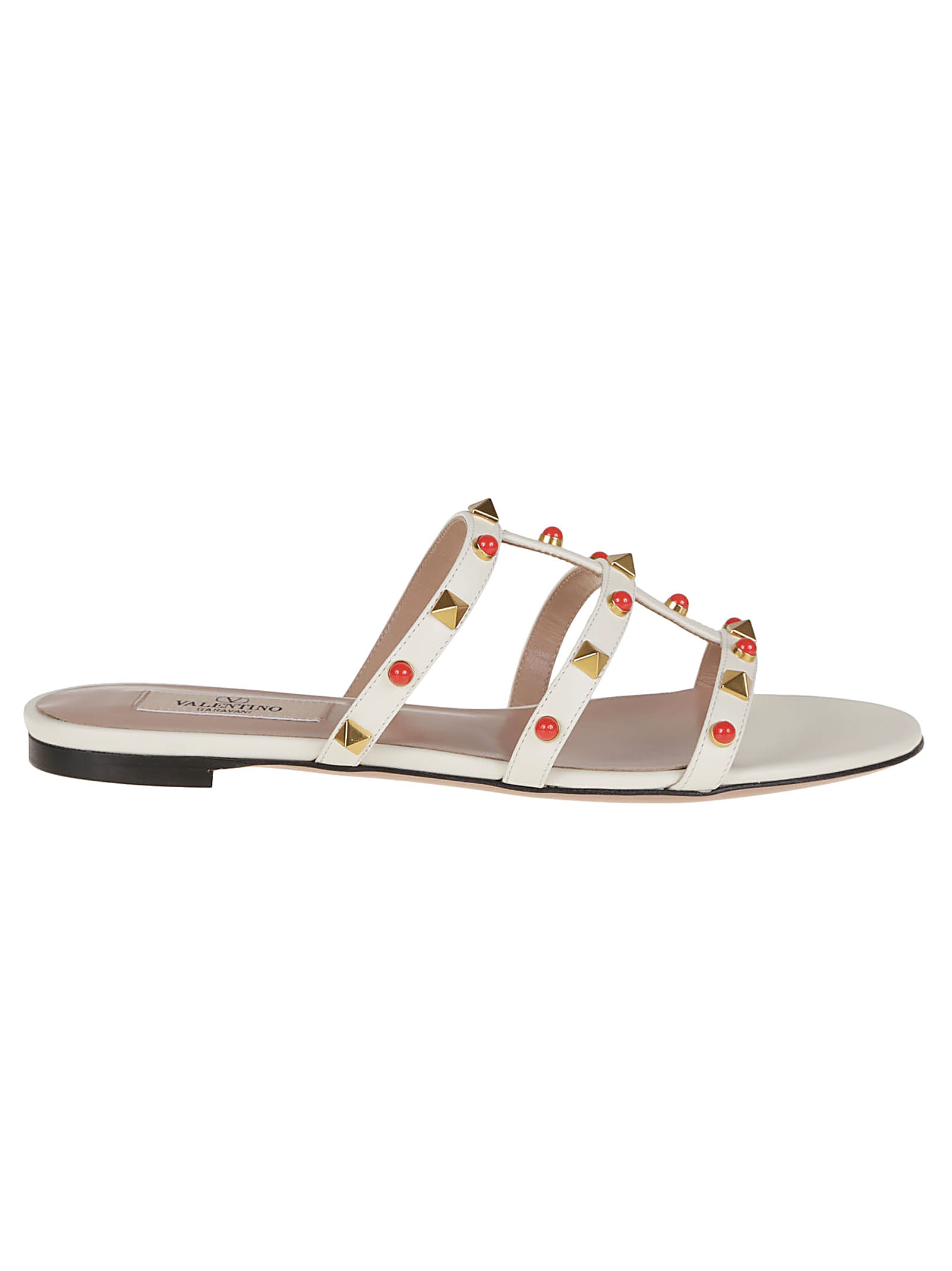 Valentino Rockstud Slide T. 05 In K Ivory Coral Red