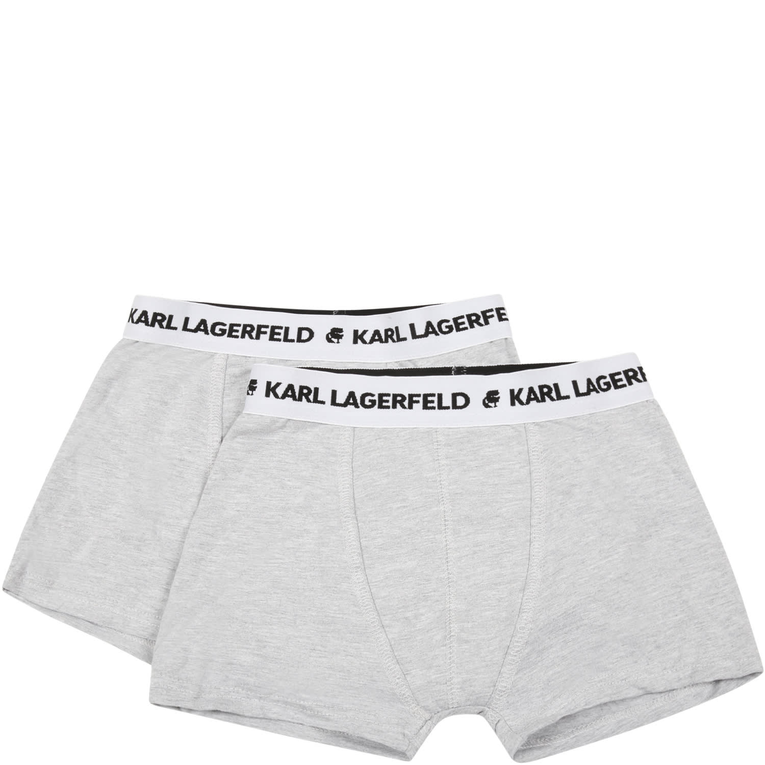 Shop Karl Lagerfeld Gray Set For Boy With Black Logo In Grey