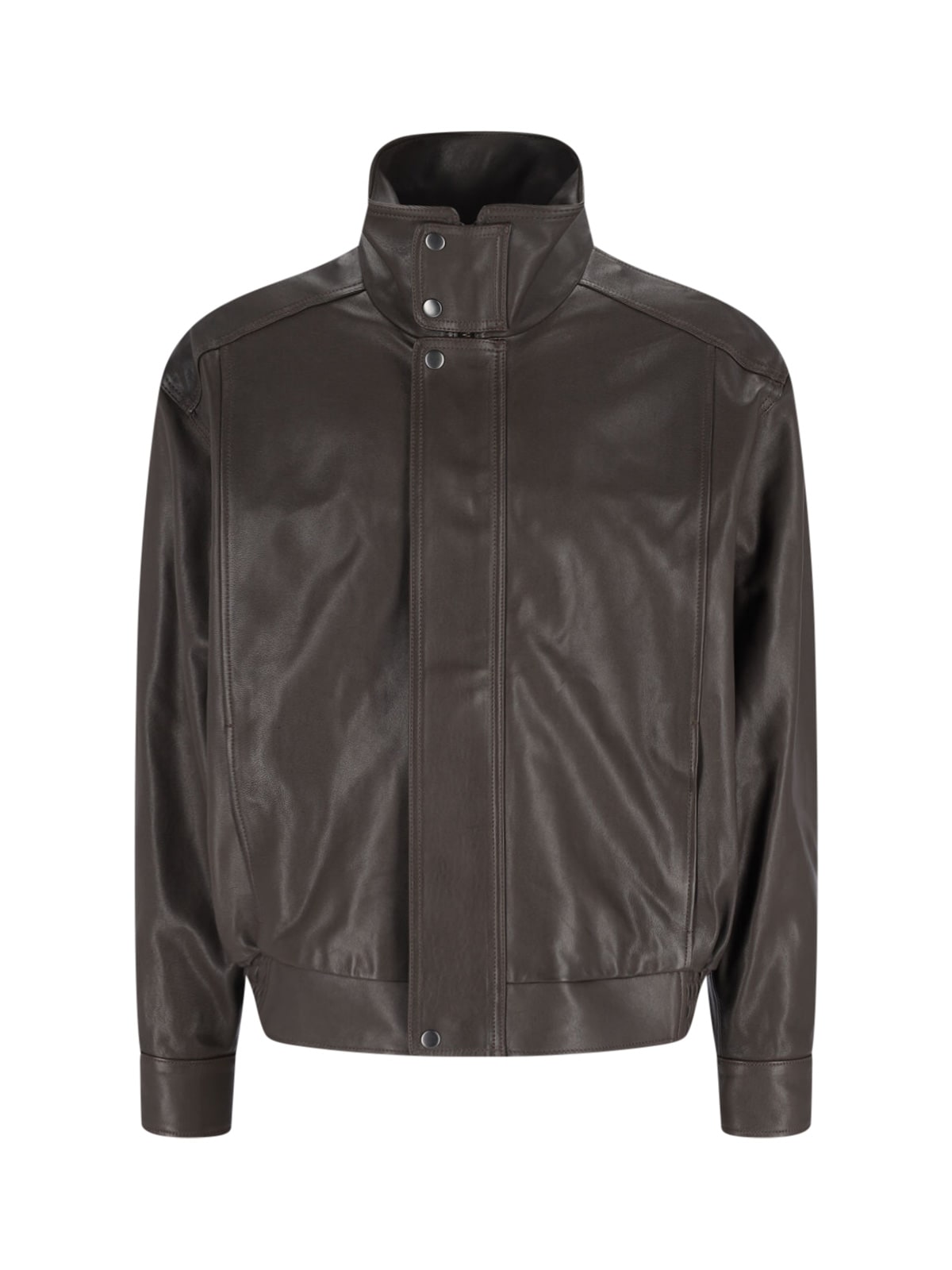 Calvin Klein Modern High Collar Long Sleeve Jacket In Brown