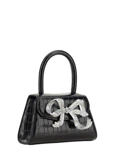 Shop Self-portrait Bow Detailed Micro Tote Bag In Black