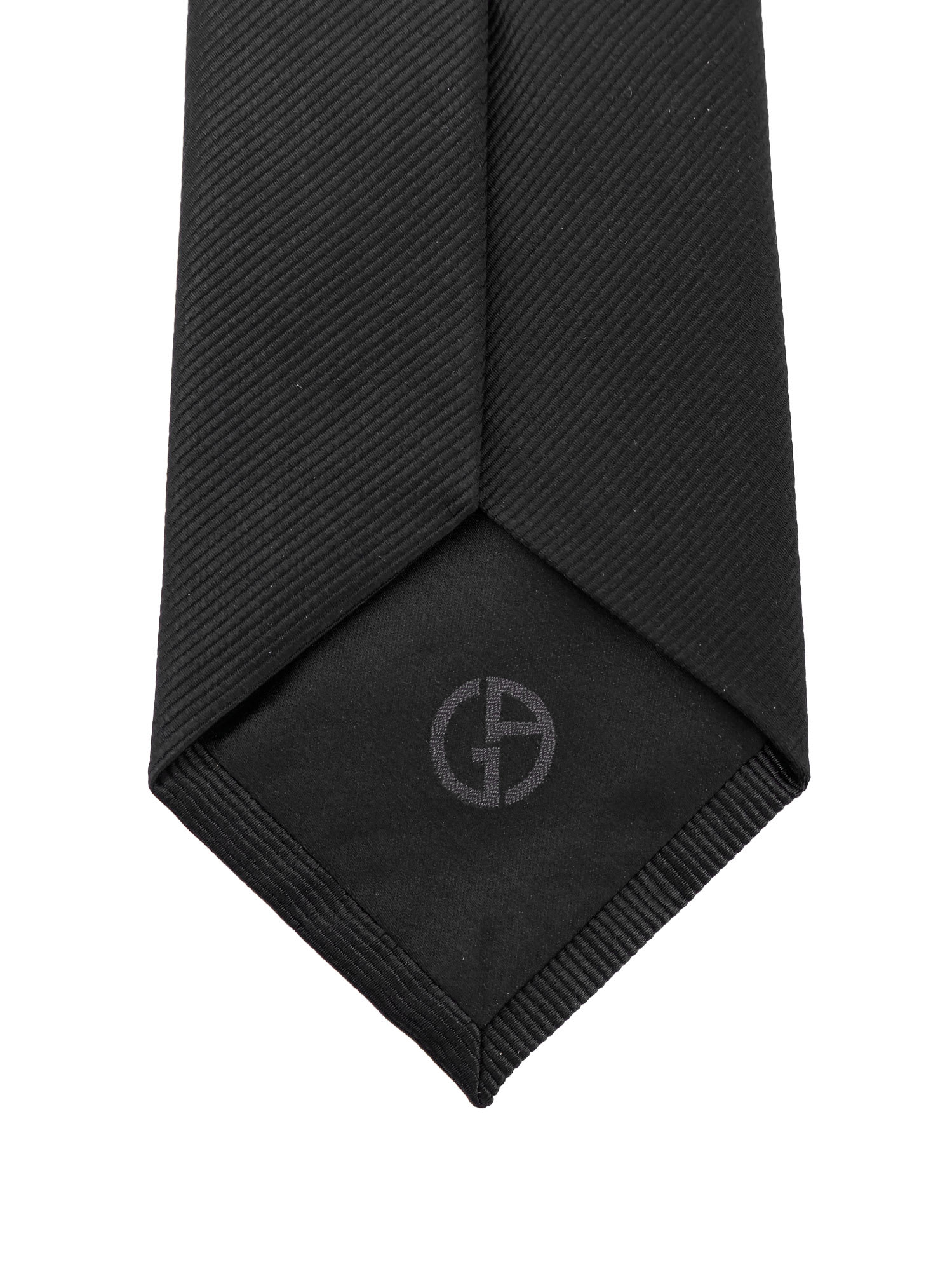 Giorgio Armani Silk Tie With 8cm Width And Diagonal Pattern In Black