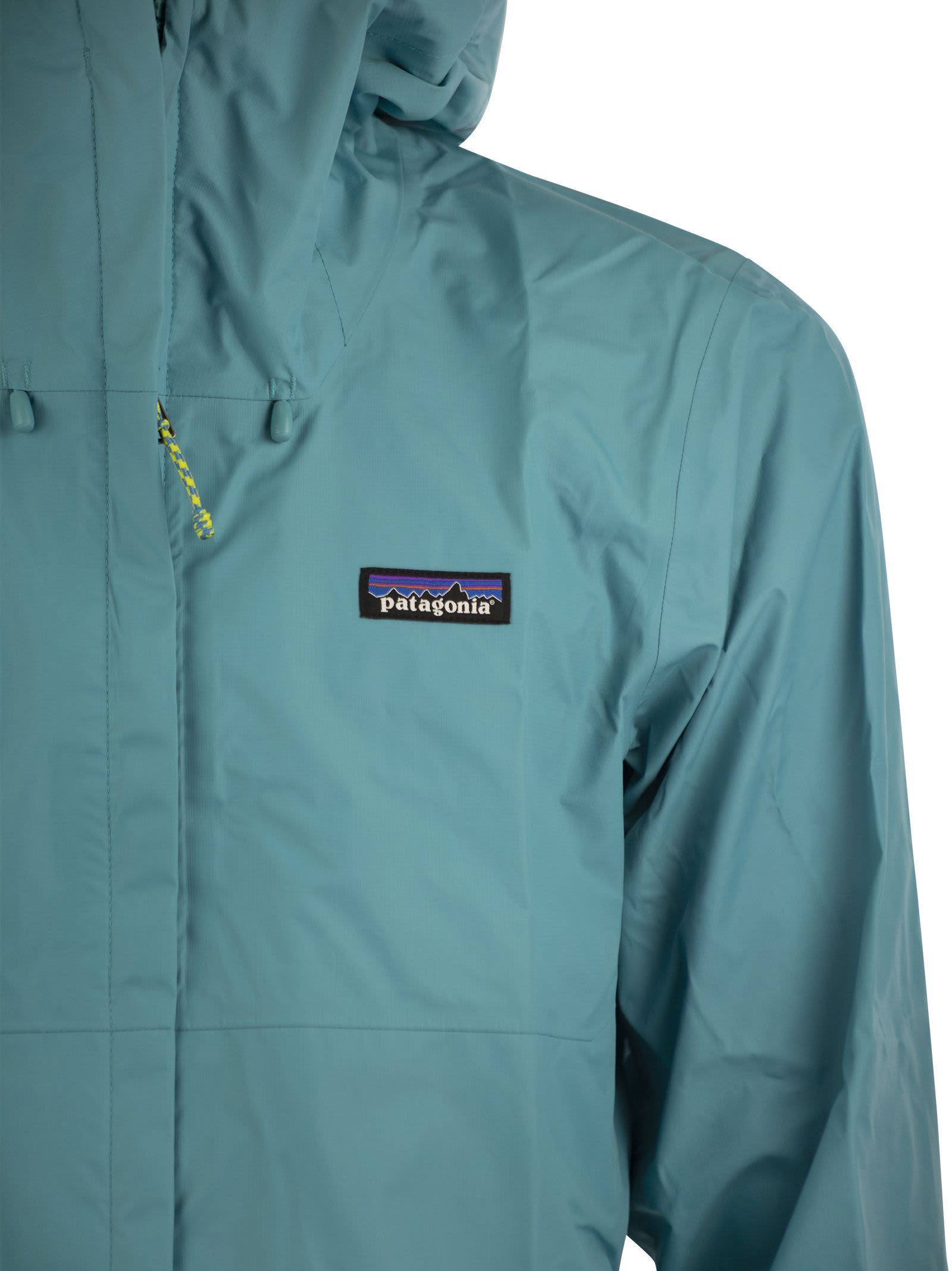 Shop Patagonia Nylon Rainproof Jacket In Light Blue