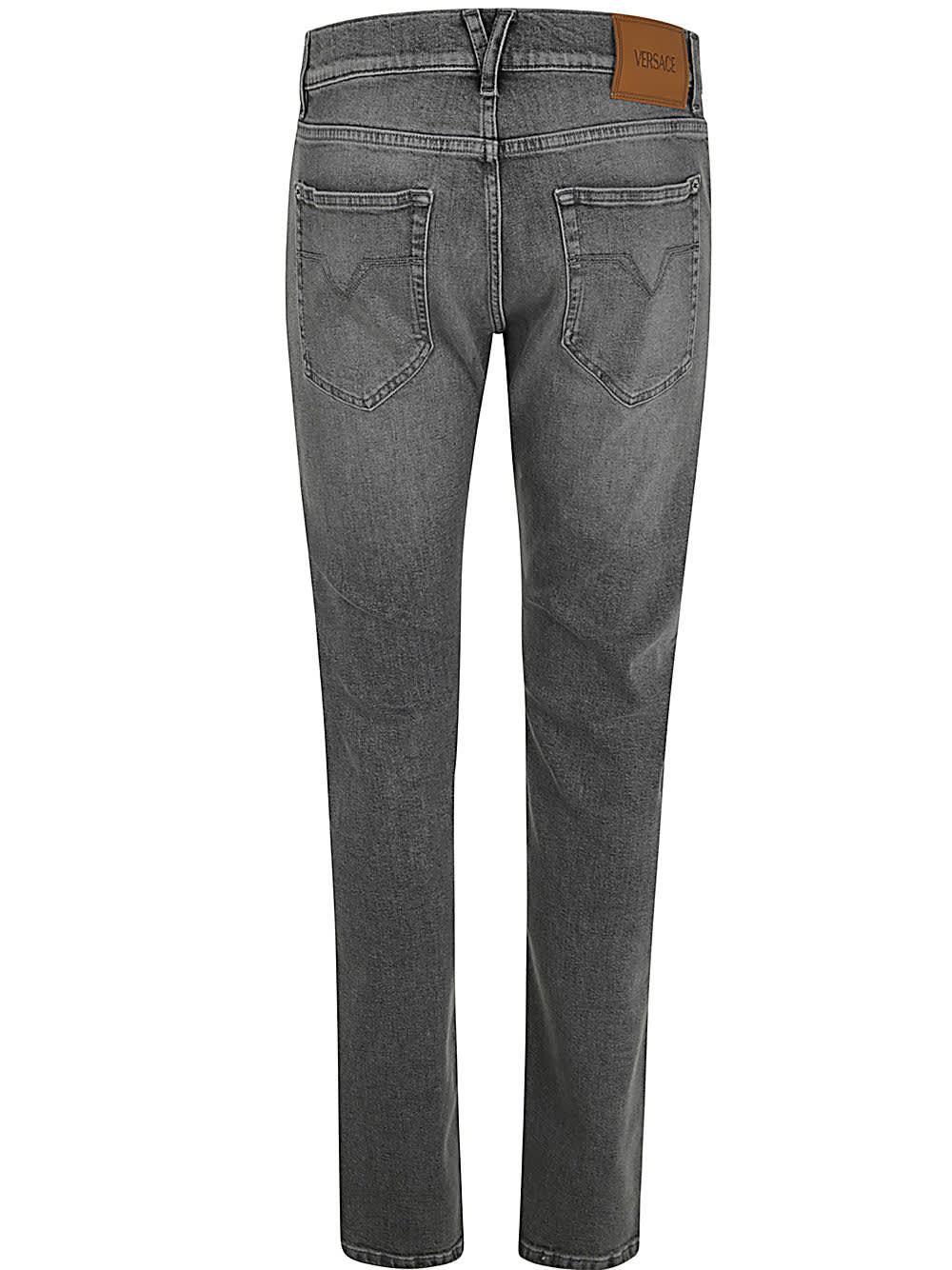 Shop Versace Pant Denim Denim Black Wash S.stone Wash Gray In Mid Grey