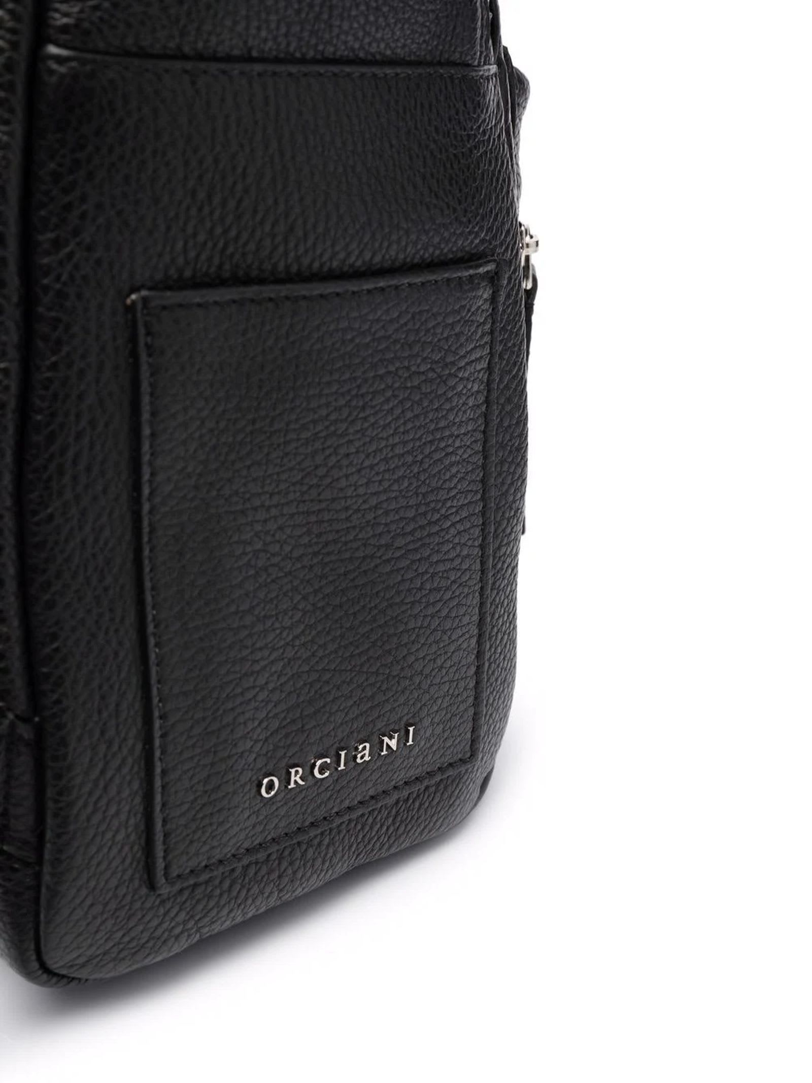 ORCIANI BLACK CALF LEATHER MICRON BACKPACK 